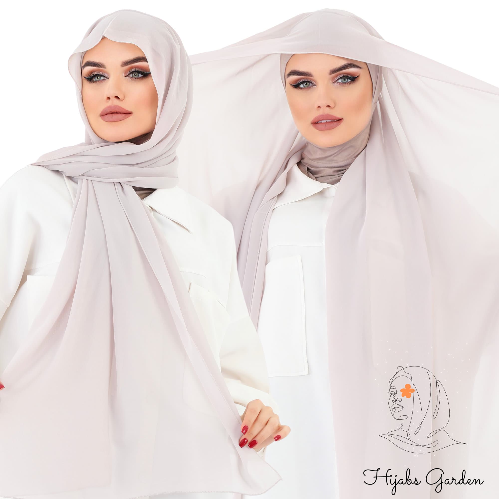 Instant Chiffon Hijab: Beige Muslim Head Wrap