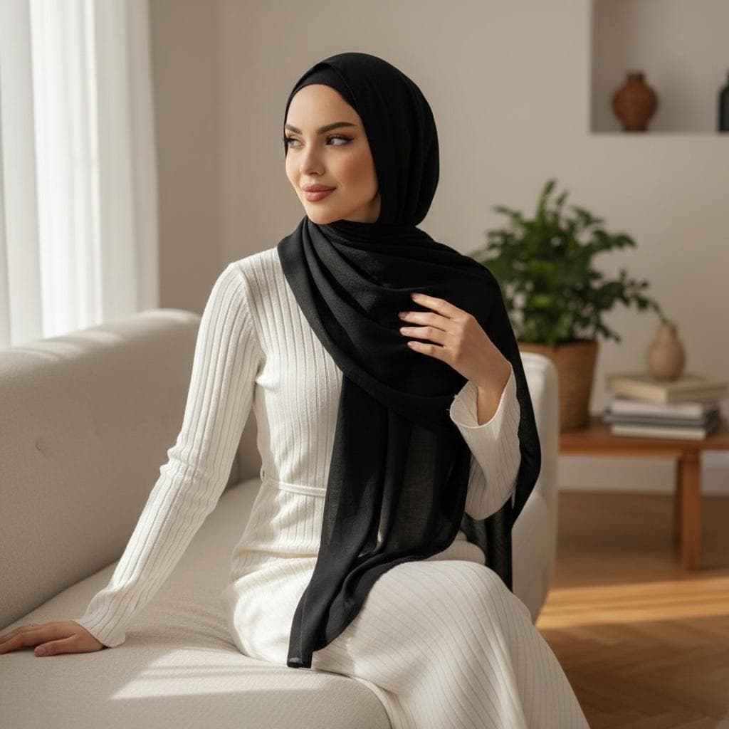 Soft Viscose Long Hijab Set with Cap | Lightweight Breathable Everyday Hijab NEXT DAY SHIPPING