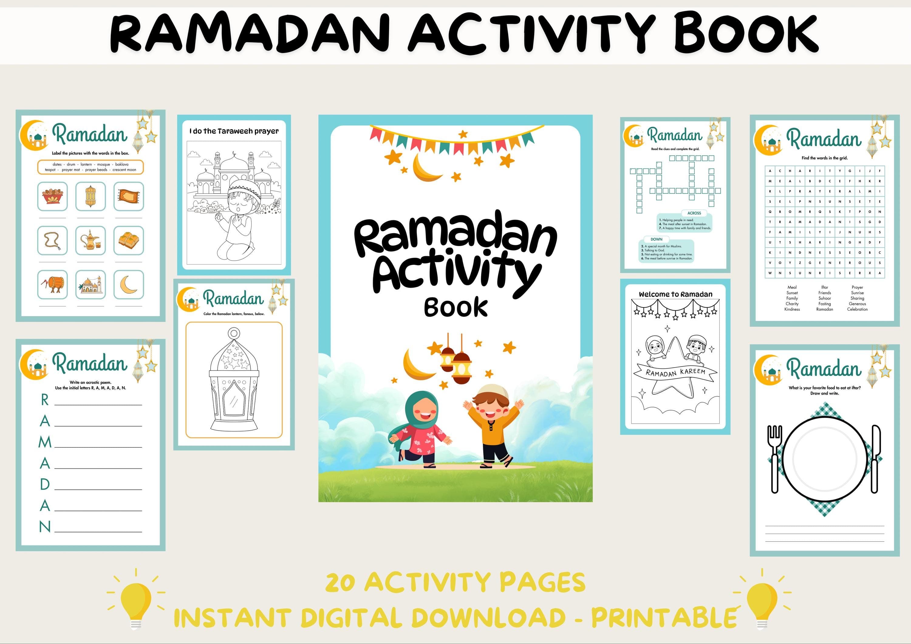 Ramadan Activity Book | Islamic Kids Learning, 20 Worksheets (Digital Download) - image 3