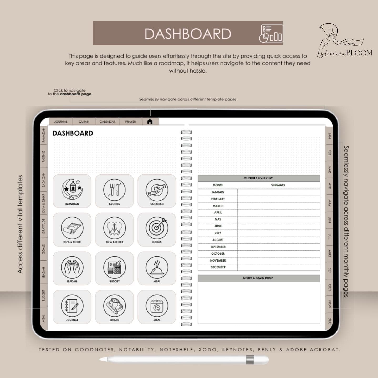 Undated Islamic Life Planner with Salah, Quran, Ramadan & Habit Tracker • iPad GoodNotes - image 4