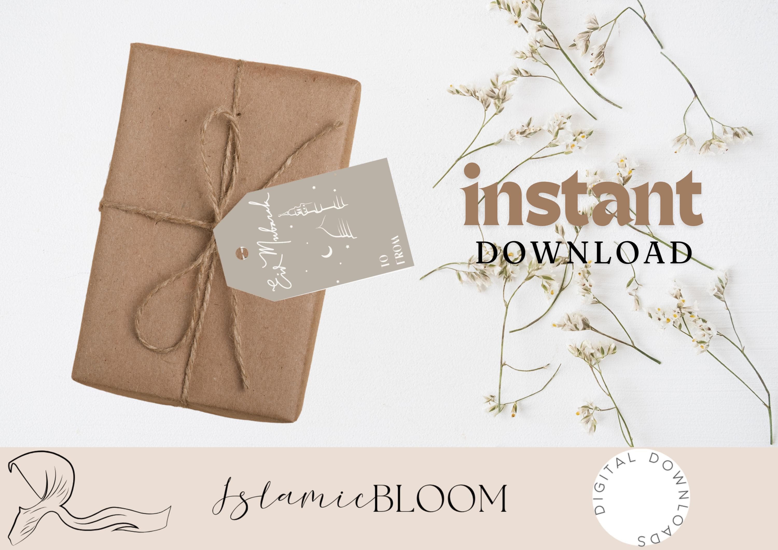Eid Mubarak Gift Tags | Neutral Minimalist Printable (Digital Download) - image 3