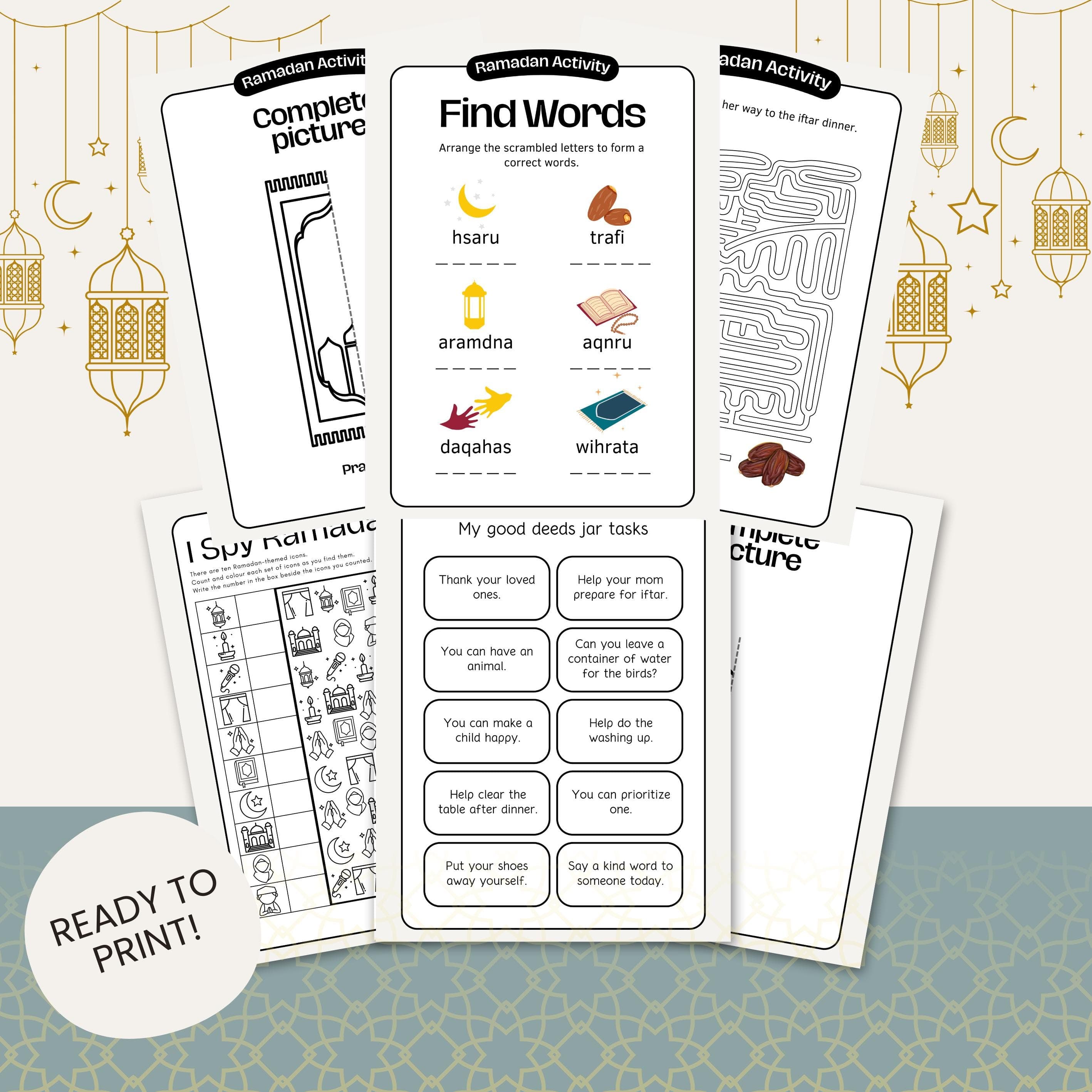 Ramadan Kids Activity Pack | Printable Islamic Worksheets (Instant Download) - image 3