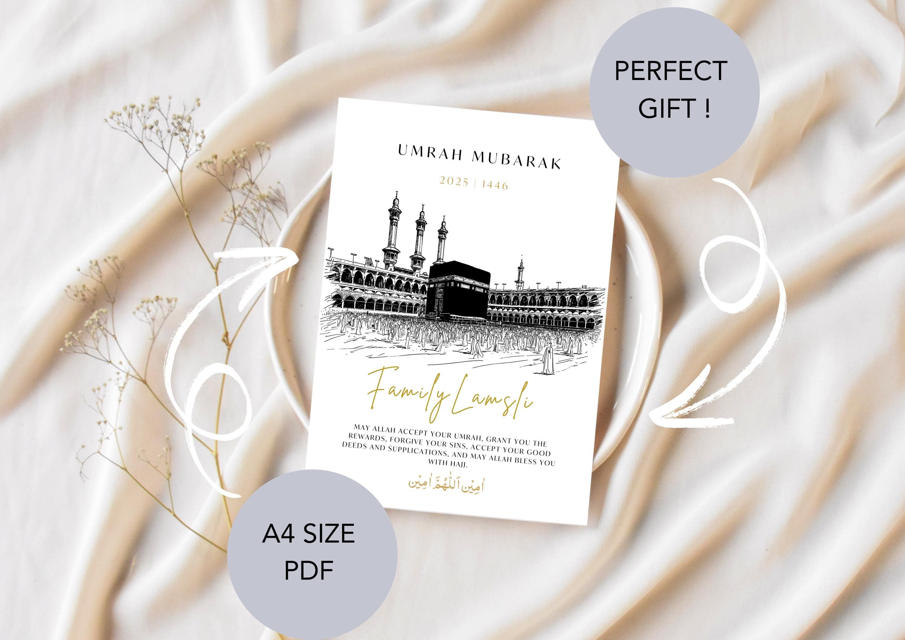 Personalised Umrah Mubarak Print | Kaaba Islamic Gift (Digital Download) Bestseller - image 3