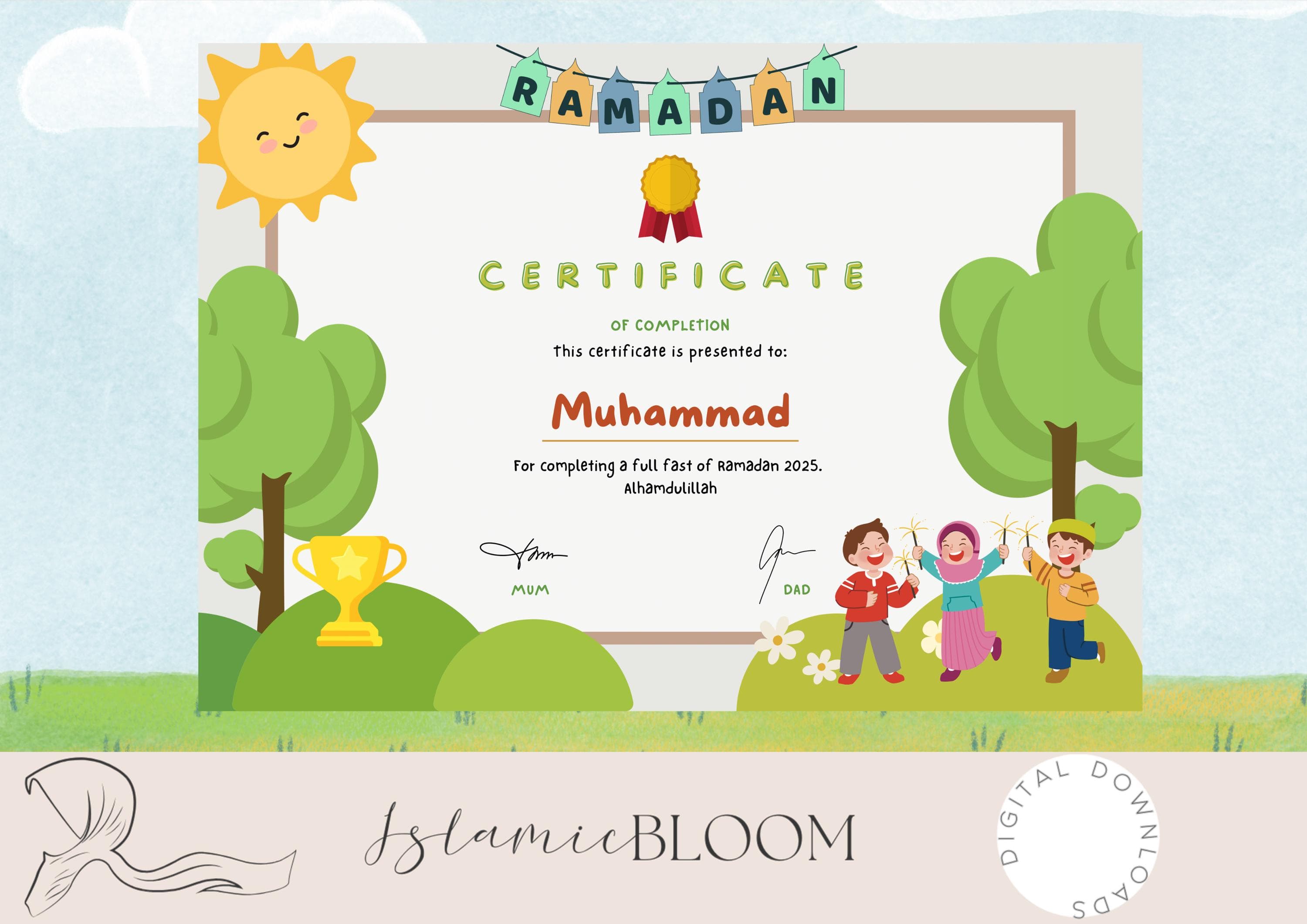 Personalised Ramadan Kids First Fast Certificate | Muslim (Digital Download)