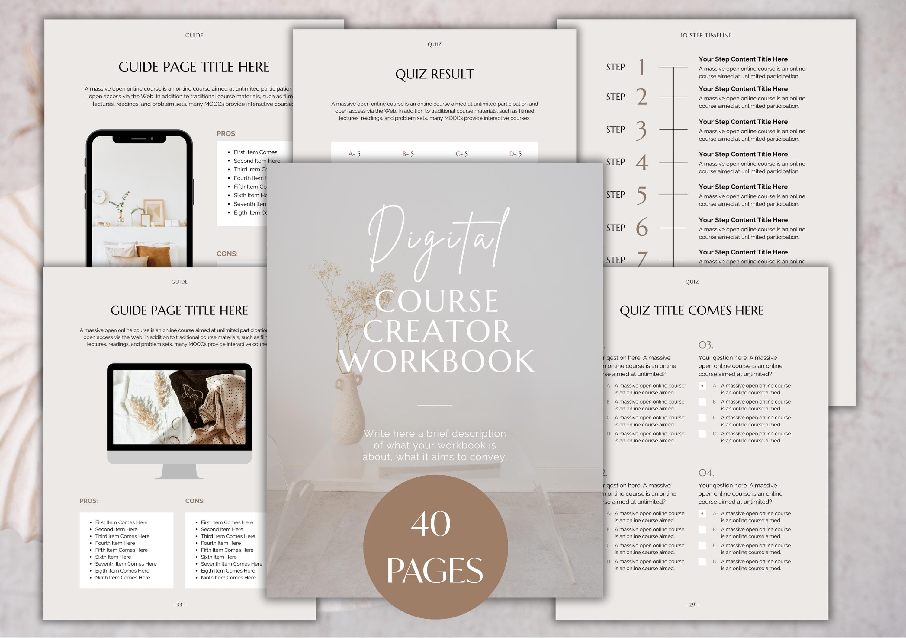 Minimalist Course Workbook: Elegant Beige Canva Template (US Letter) - image 3