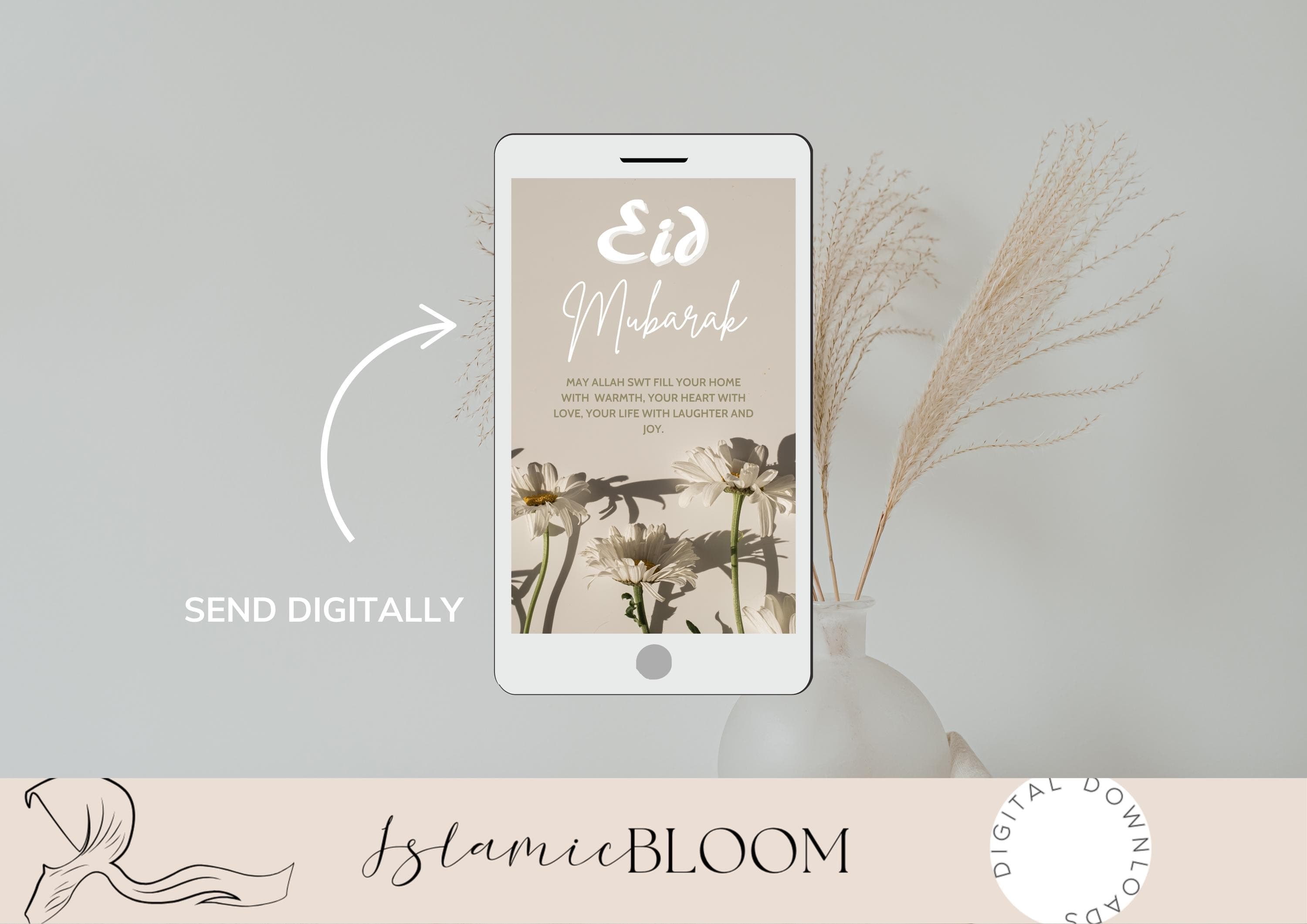 Eid Mubarak Floral Art Print | Muslim Home Decor (Digital Download) - image 4
