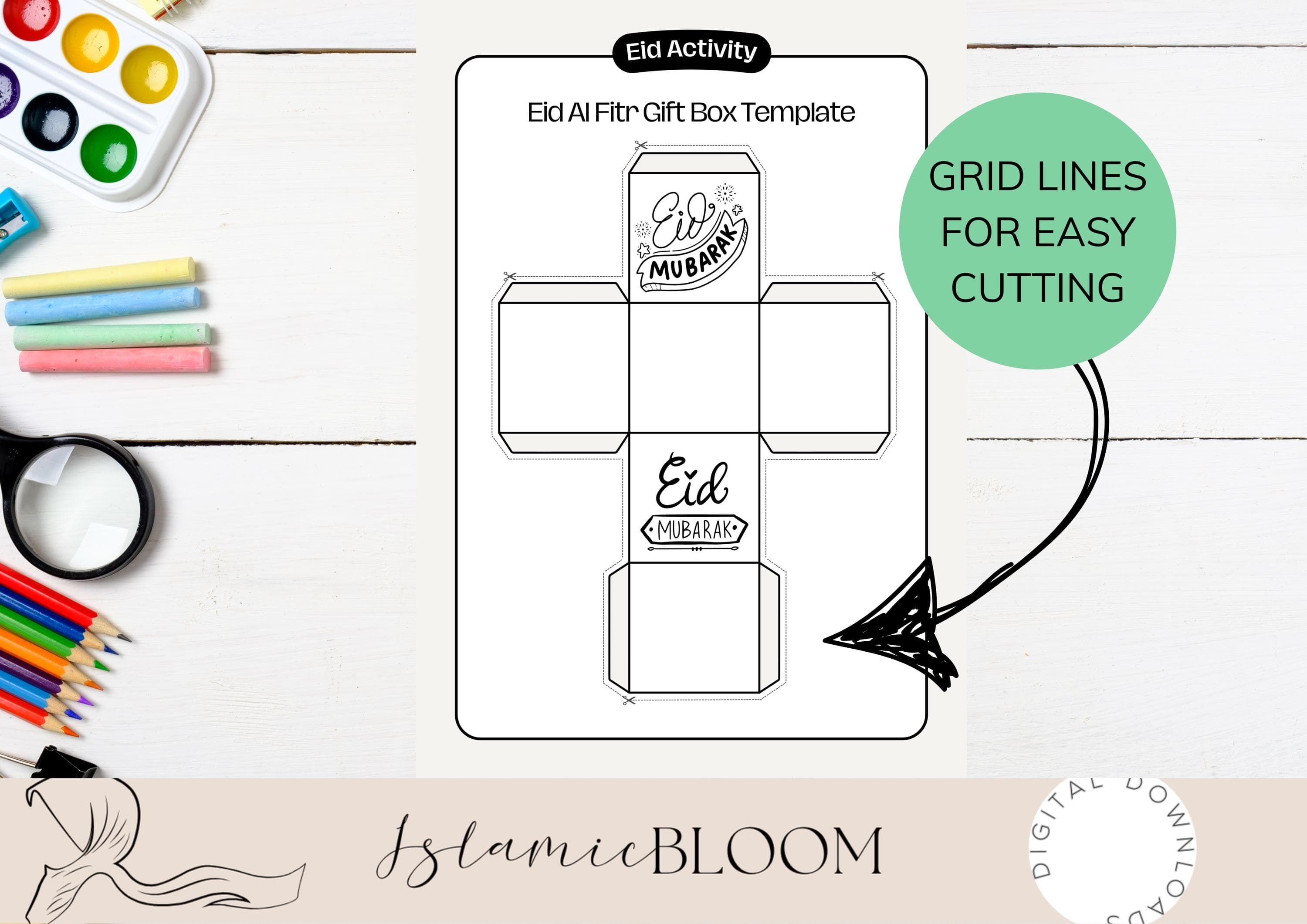 DIY Eid Mubarak Gift Box Template | Kids Coloring Activity (Digital Download) - image 3