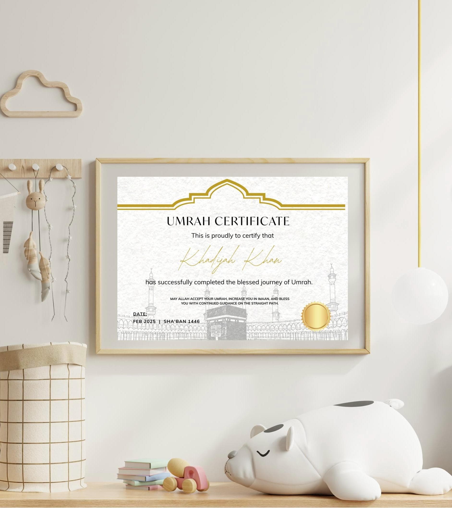 Personalised Umrah Certificate | Islamic Gift, Hajj Option (Digital Download)