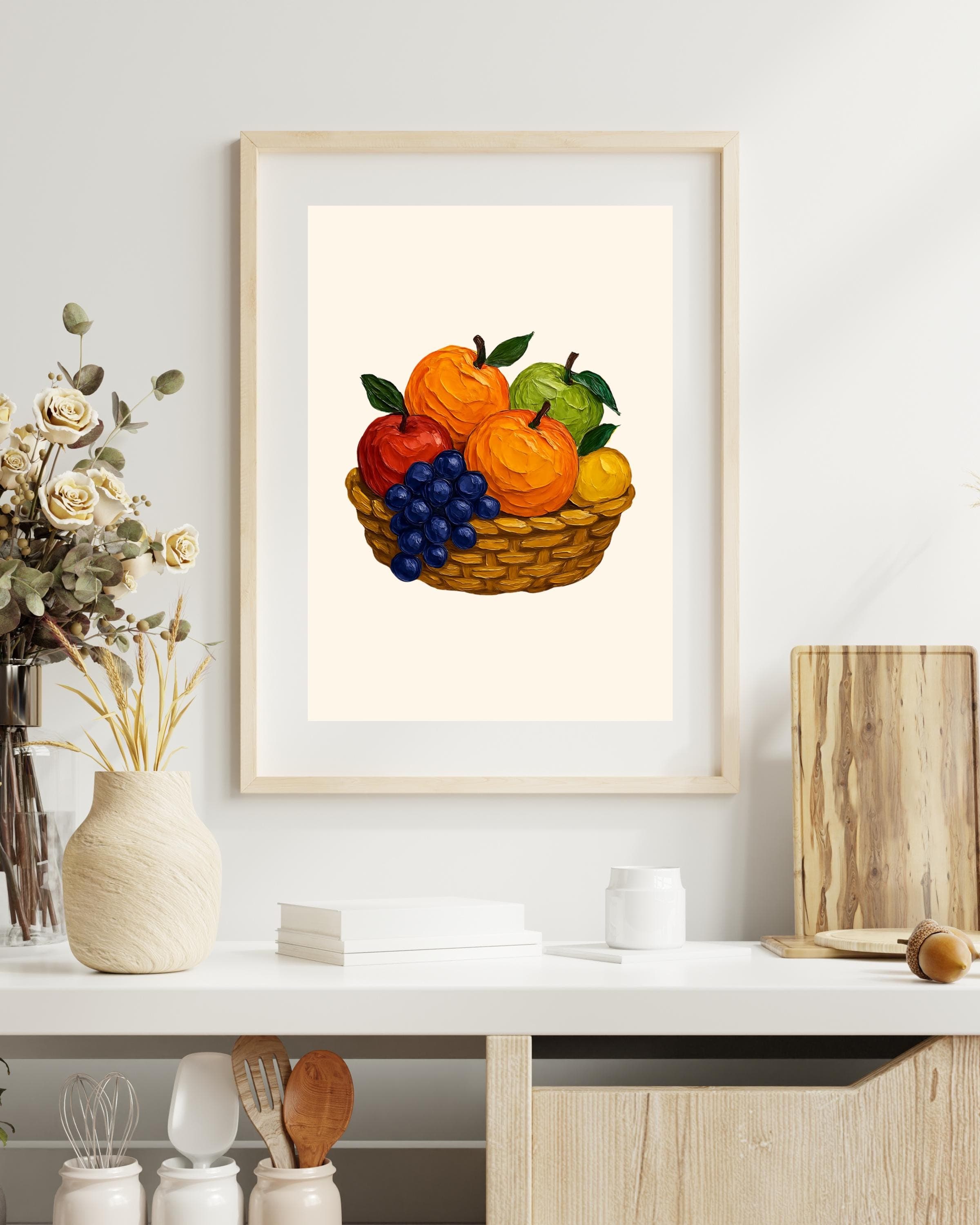 Vintage Fruit Basket Print, Kitchen Dining Room Wall Art (A4 Digital Download) - image 3