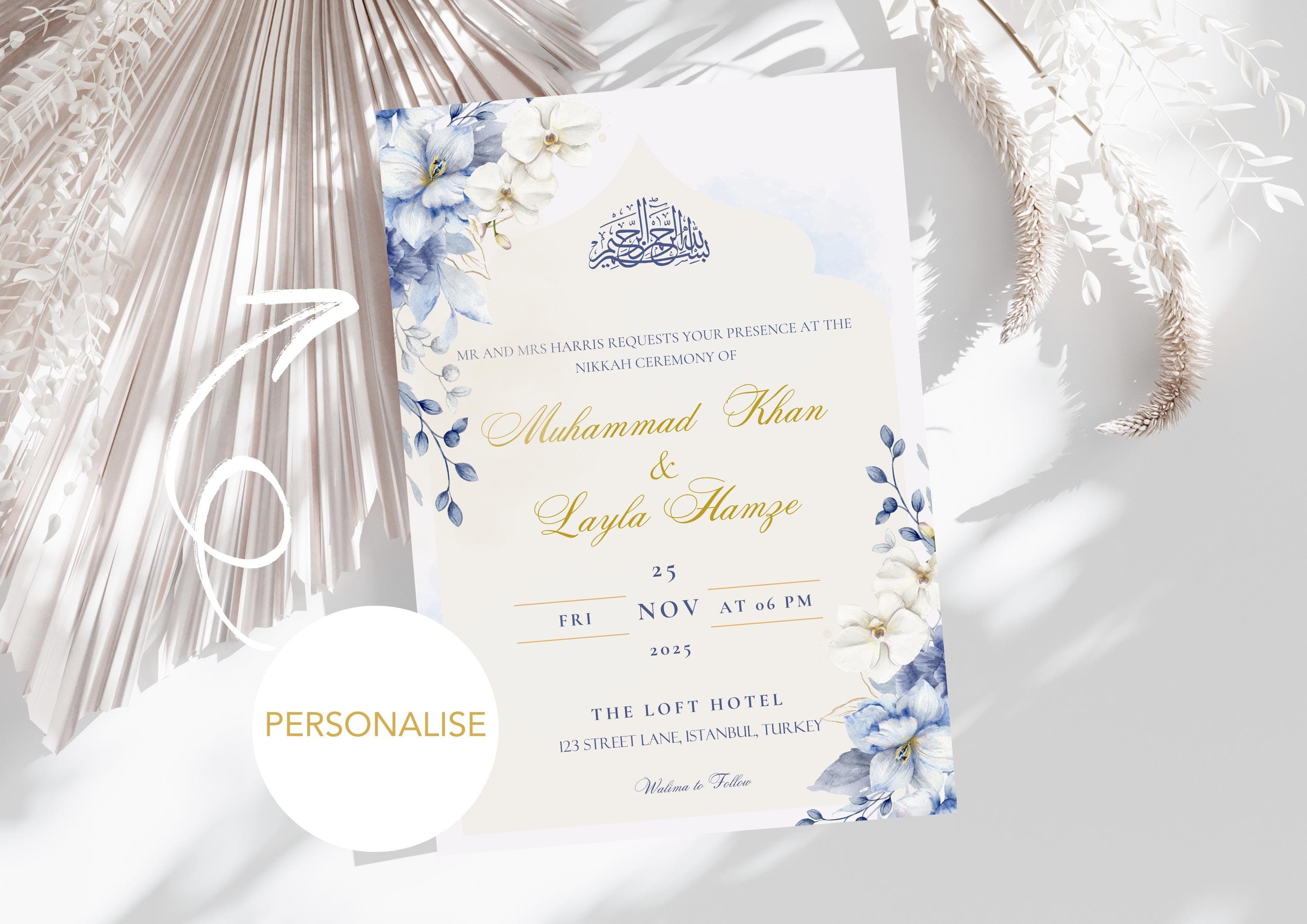 Personalized Floral Nikkah Wedding Invitation | Muslim Invite (Digital Download) - image 5