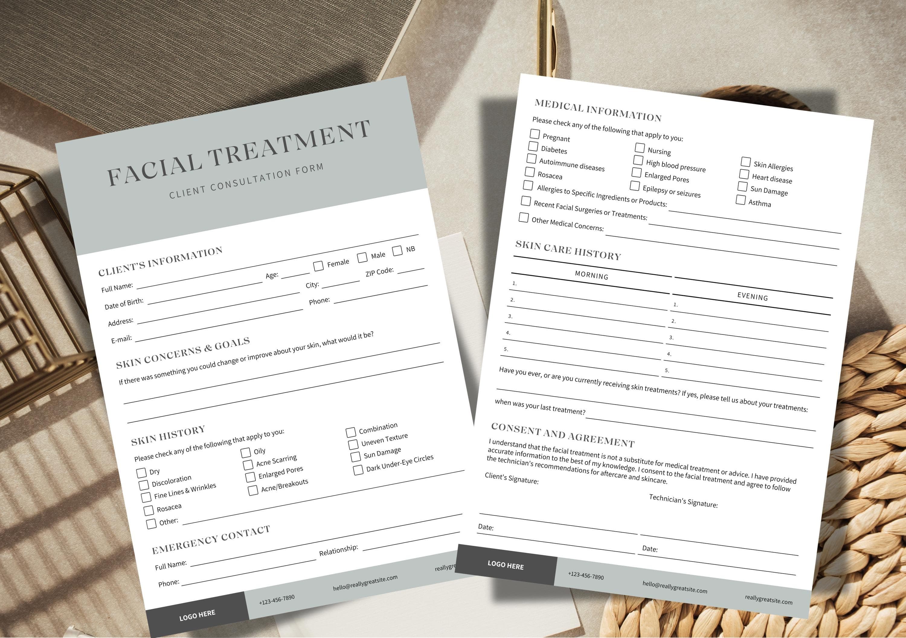 Editable Facial Client Consultation Form: Canva Template (Digital Download) - image 4