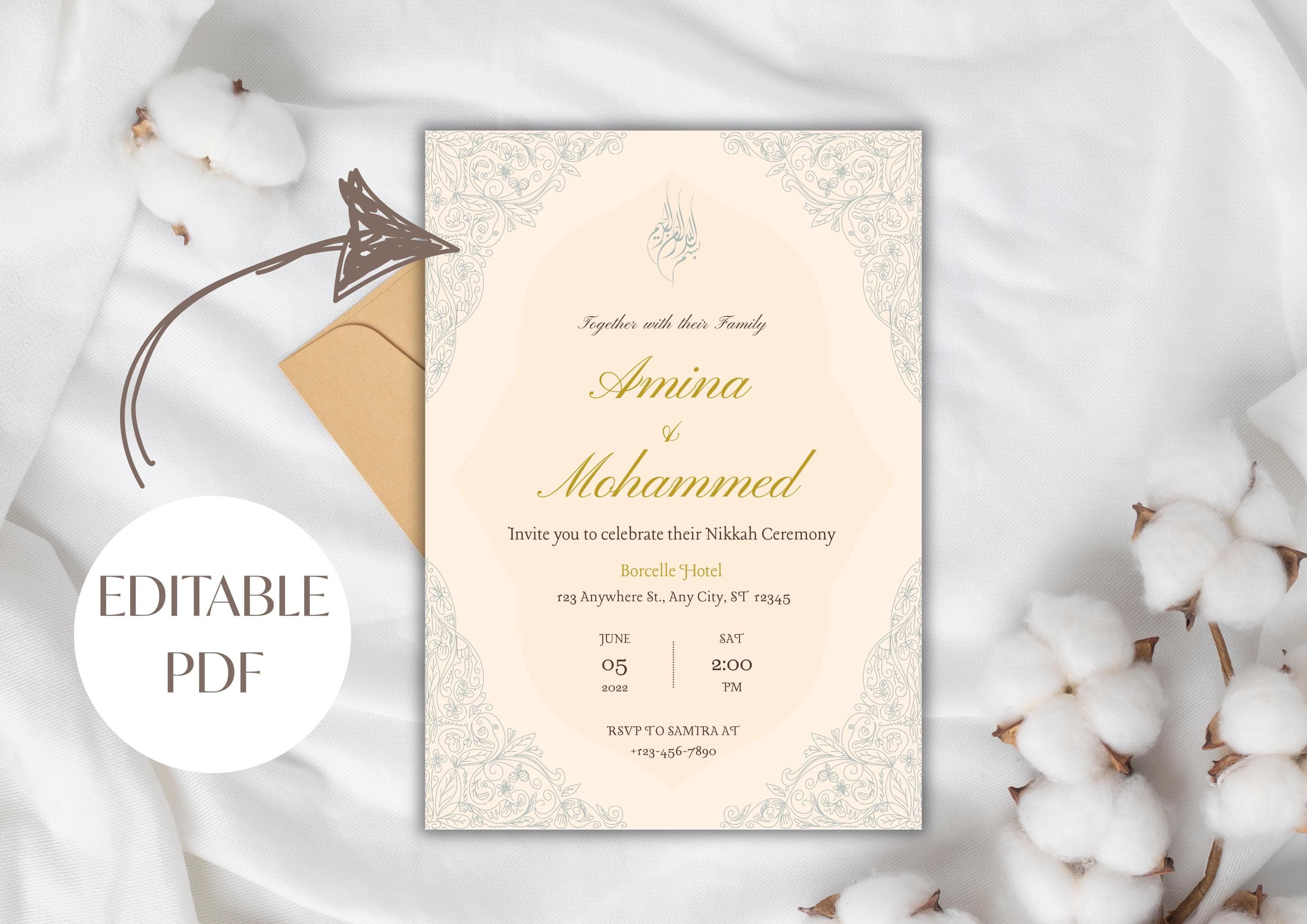 Elegant Nikkah Wedding Invitation: Floral Muslim Design (Digital Invite) - image 3