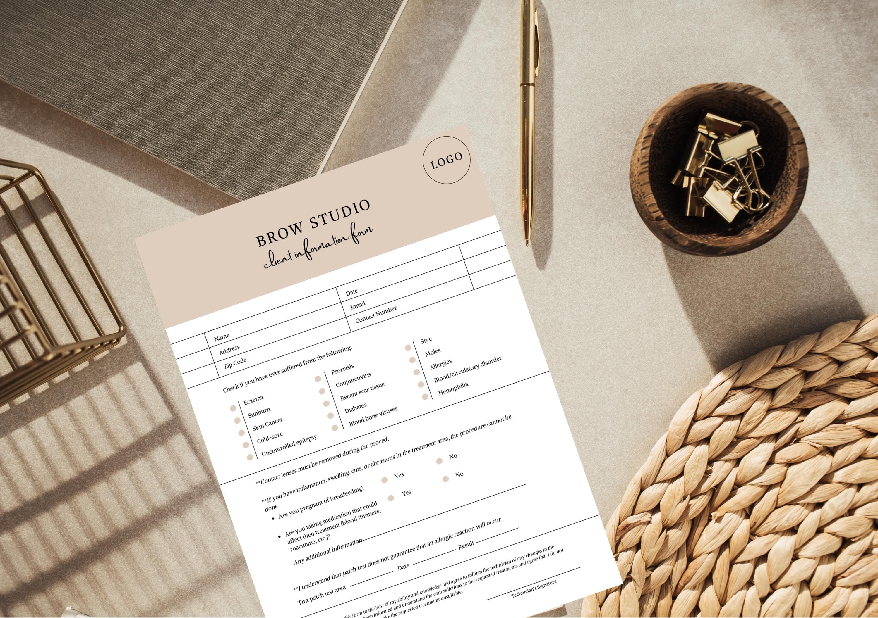 Editable Brow Studio Client Consultation Form | Lash & Beauty Salon Intake (Canva Template) - image 4
