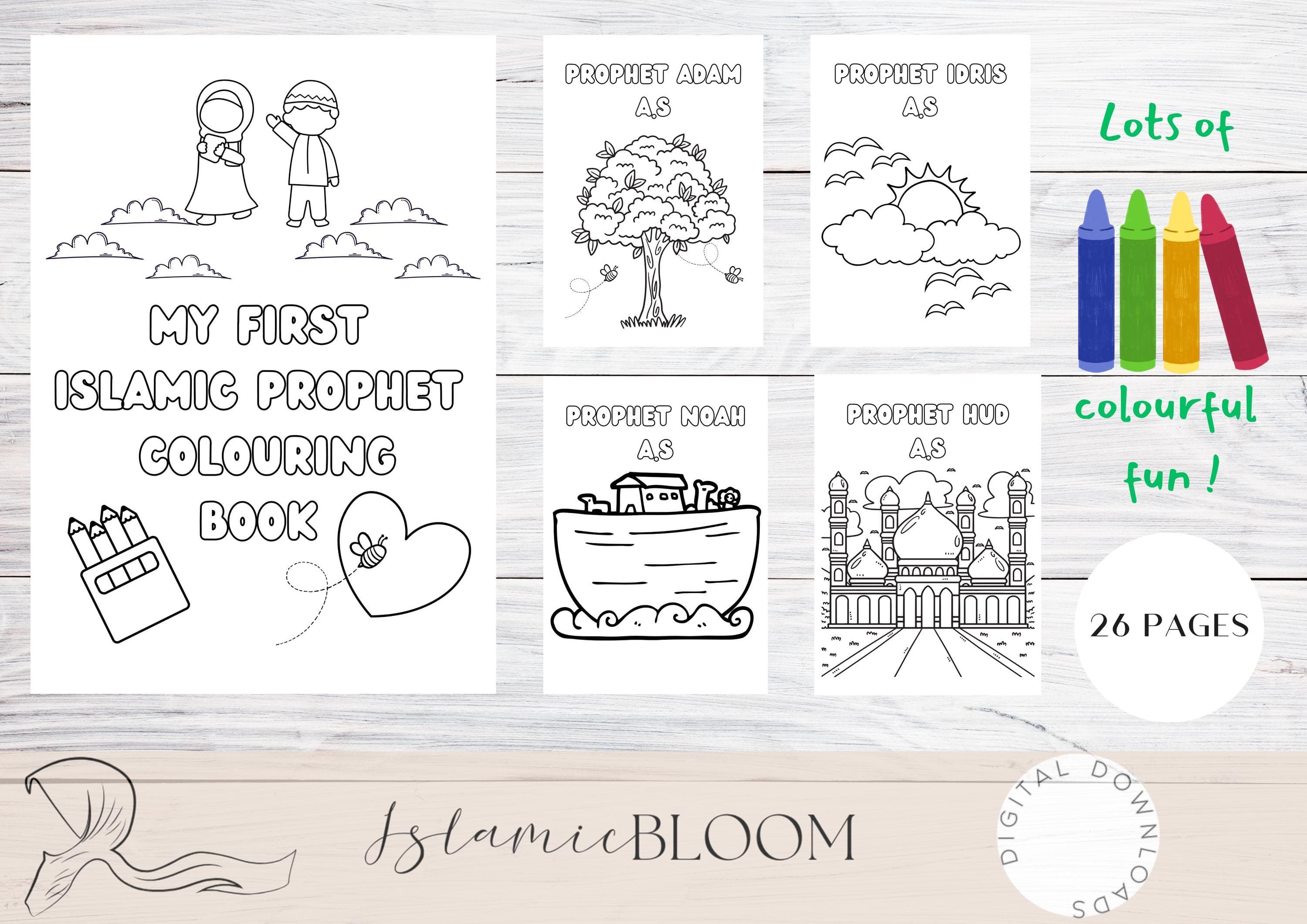 Islamic Prophets Coloring Book | Ramadan Kids Activity (Digital Download)
