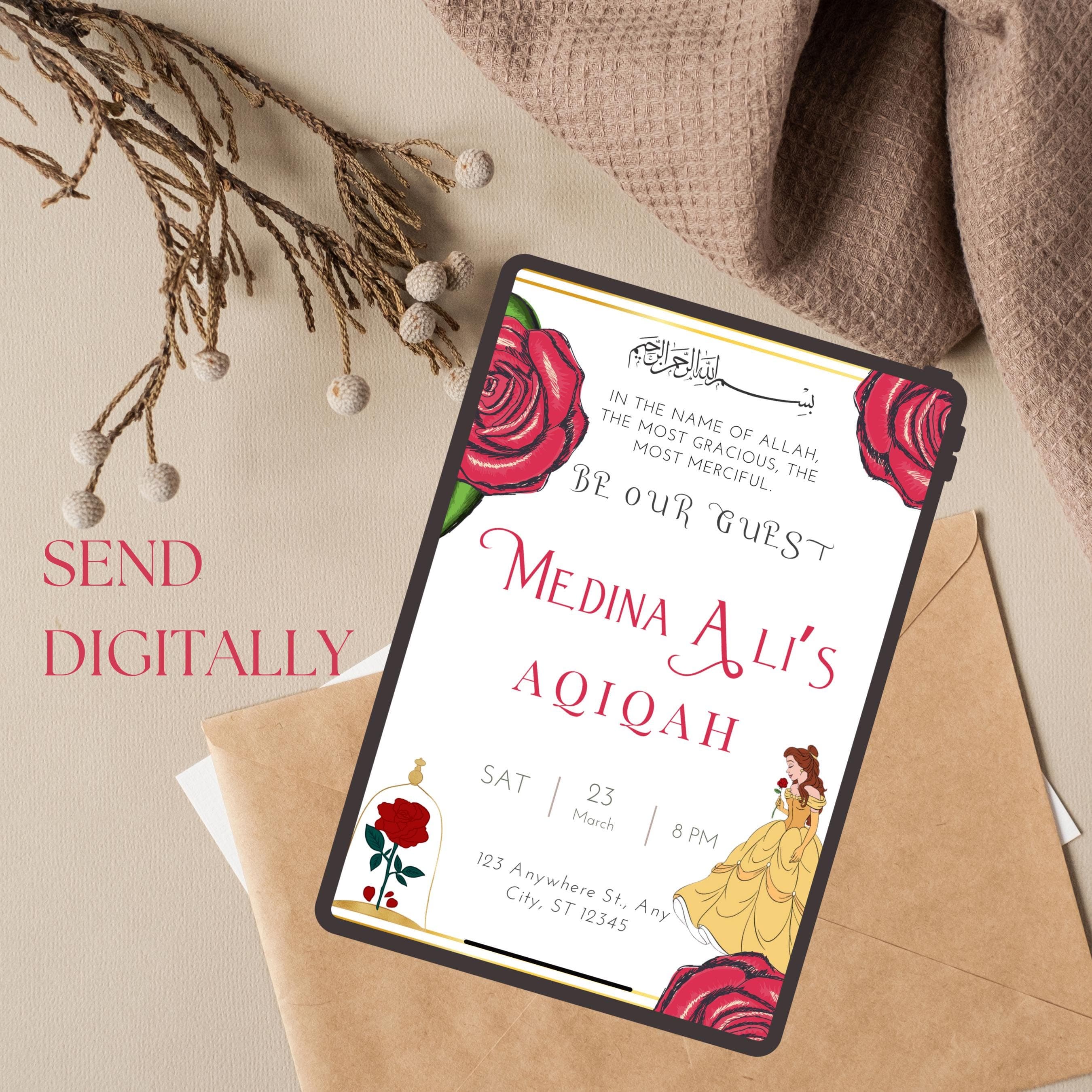 Beauty and the Beast Aqiqah Invitation: Belle Theme (Digital) - image 5