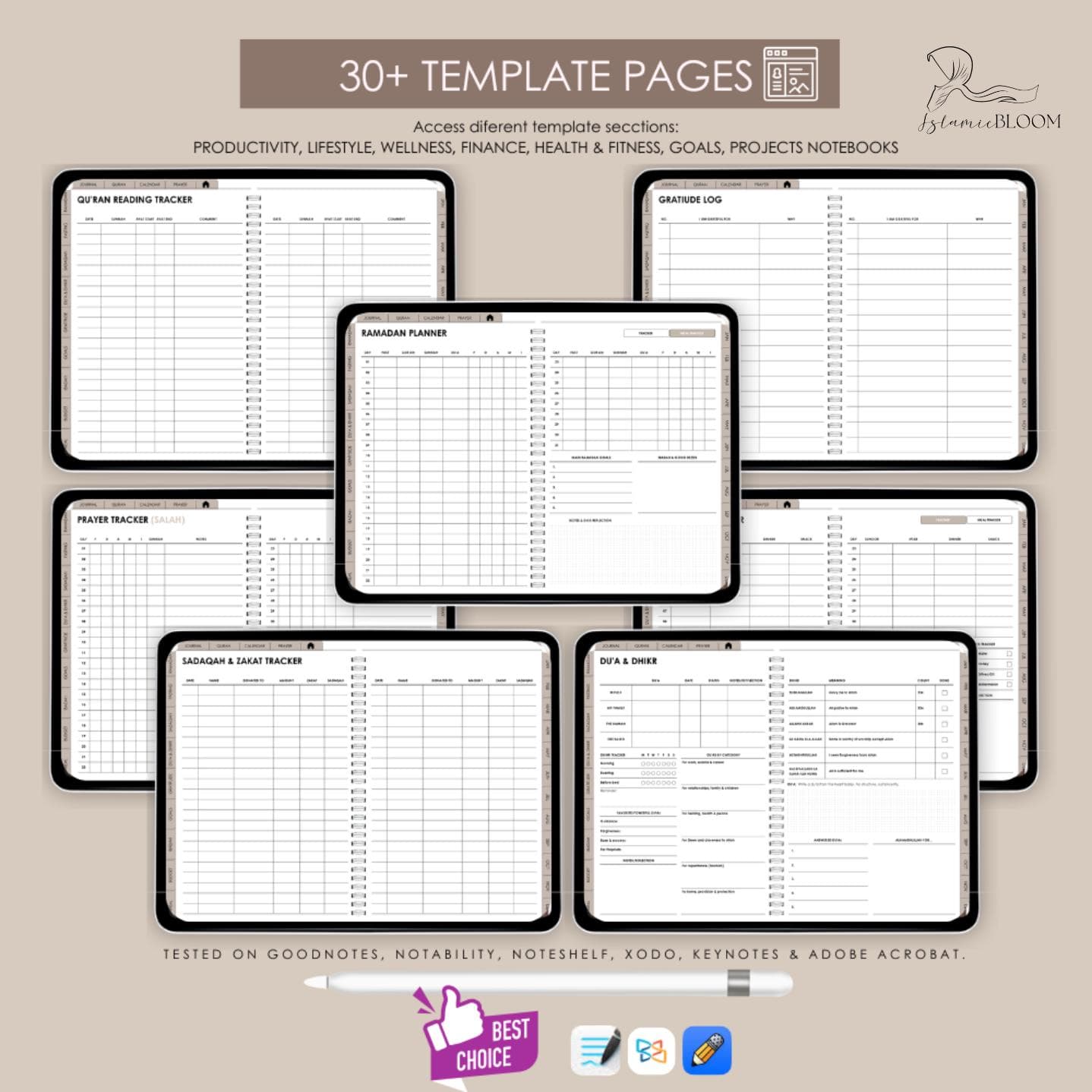 Undated Islamic Life Planner with Salah, Quran, Ramadan & Habit Tracker • iPad GoodNotes - image 5