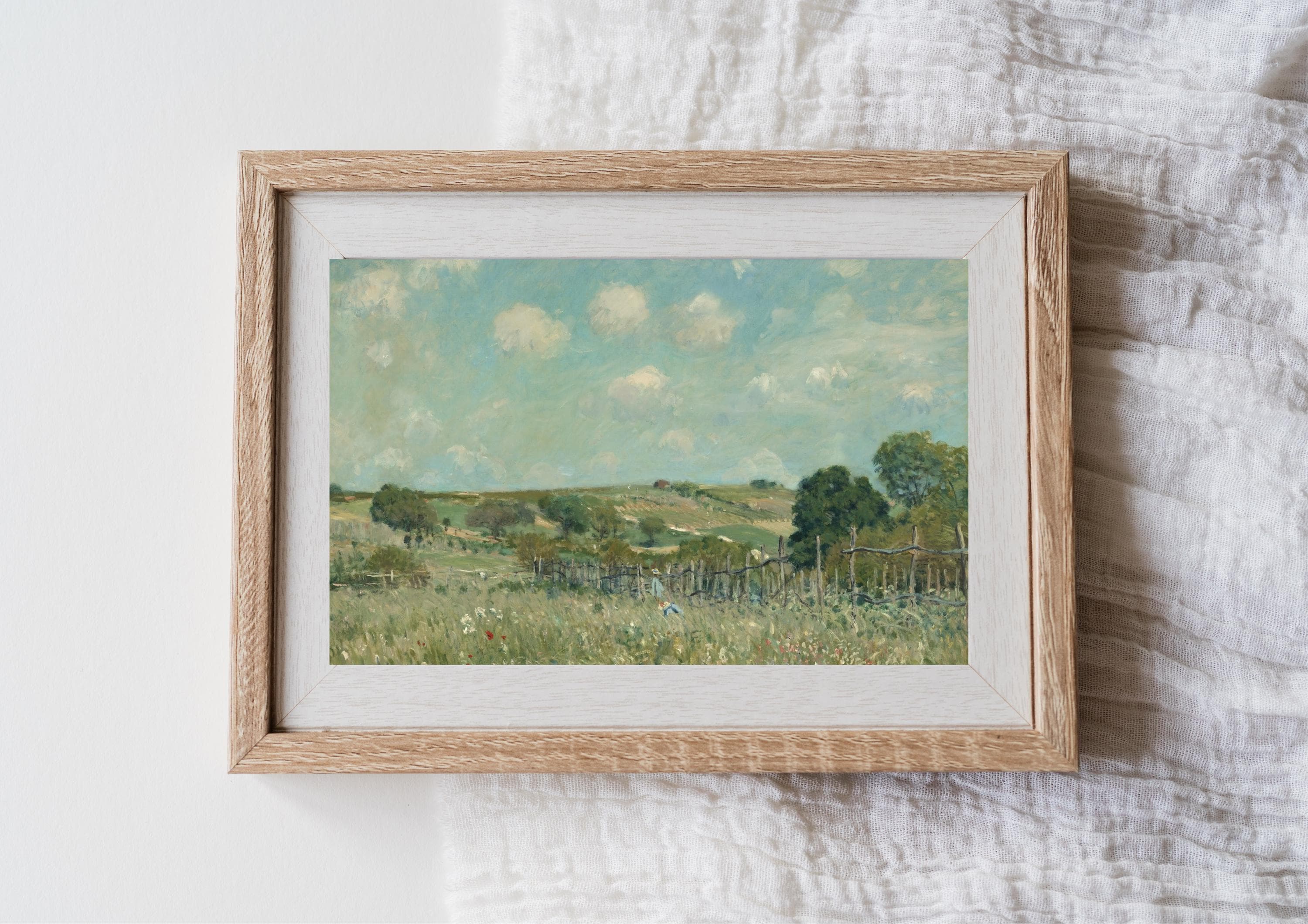 Vintage Countryside Oil Painting - Rustic Landscape Art Print (Digital Download)