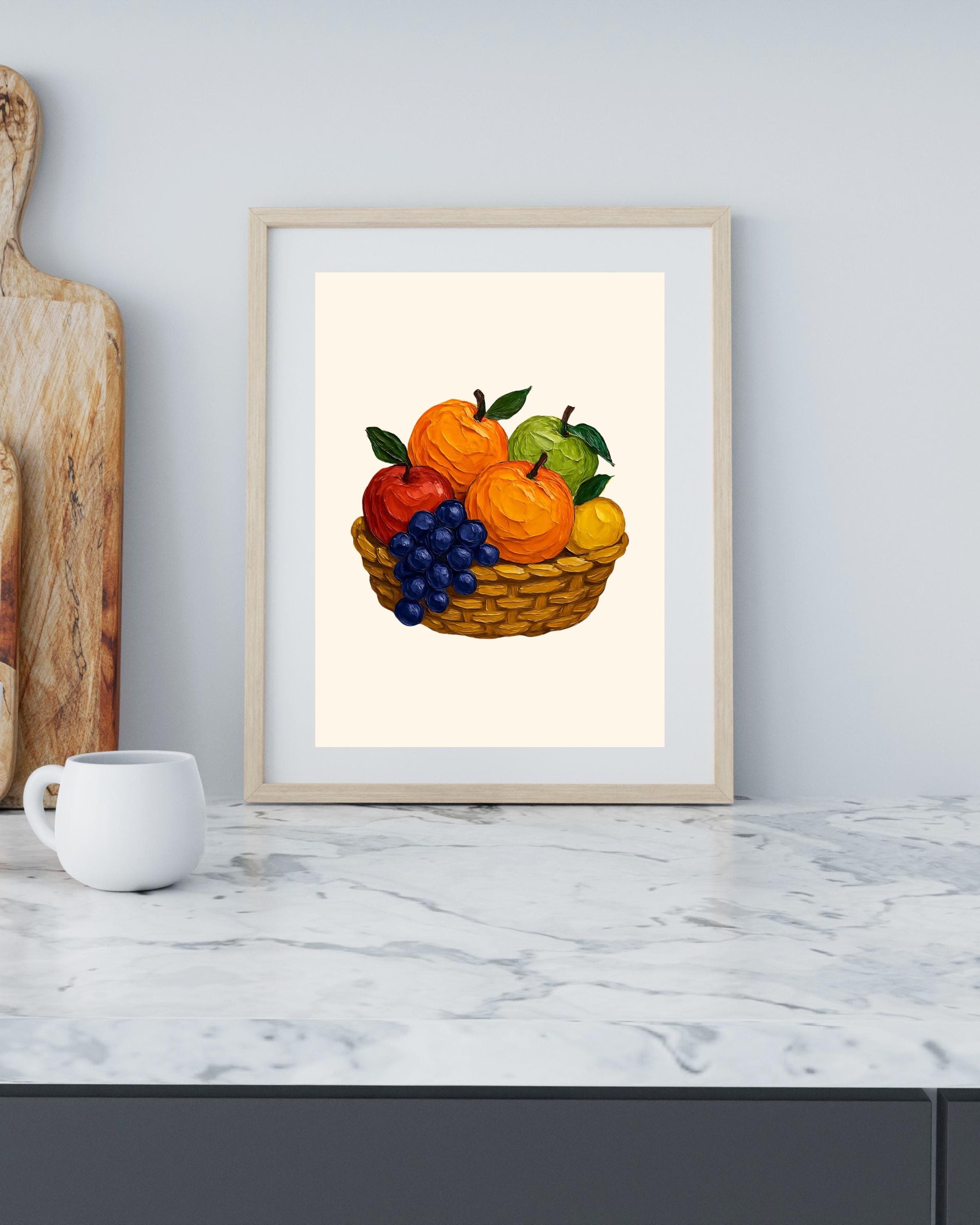 Vintage Fruit Basket Print, Kitchen Dining Room Wall Art (A4 Digital Download) - image 4