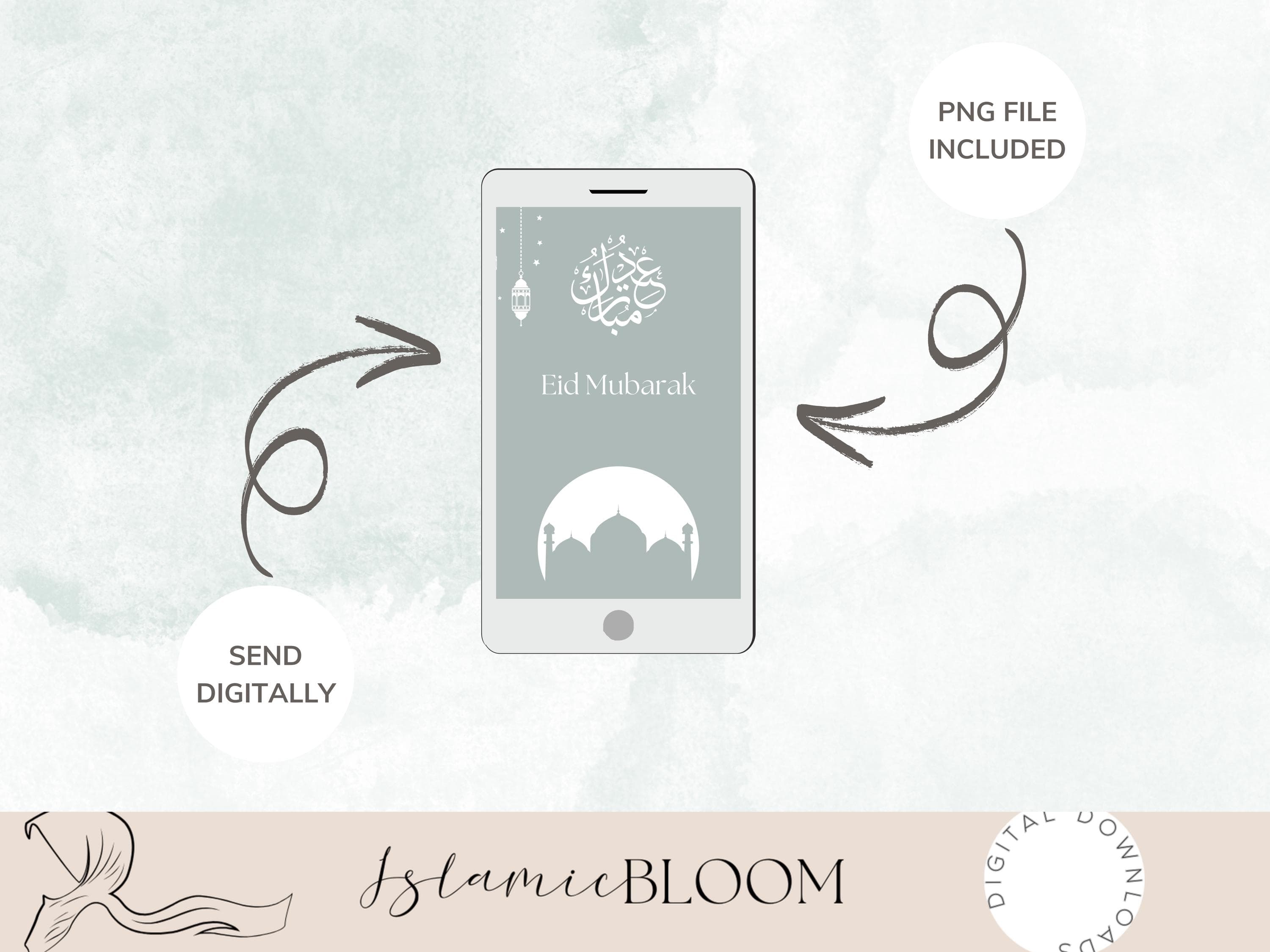Eid Mubarak Print | Sage Green Muslim Home Decor (Digital Download) A1 - image 4