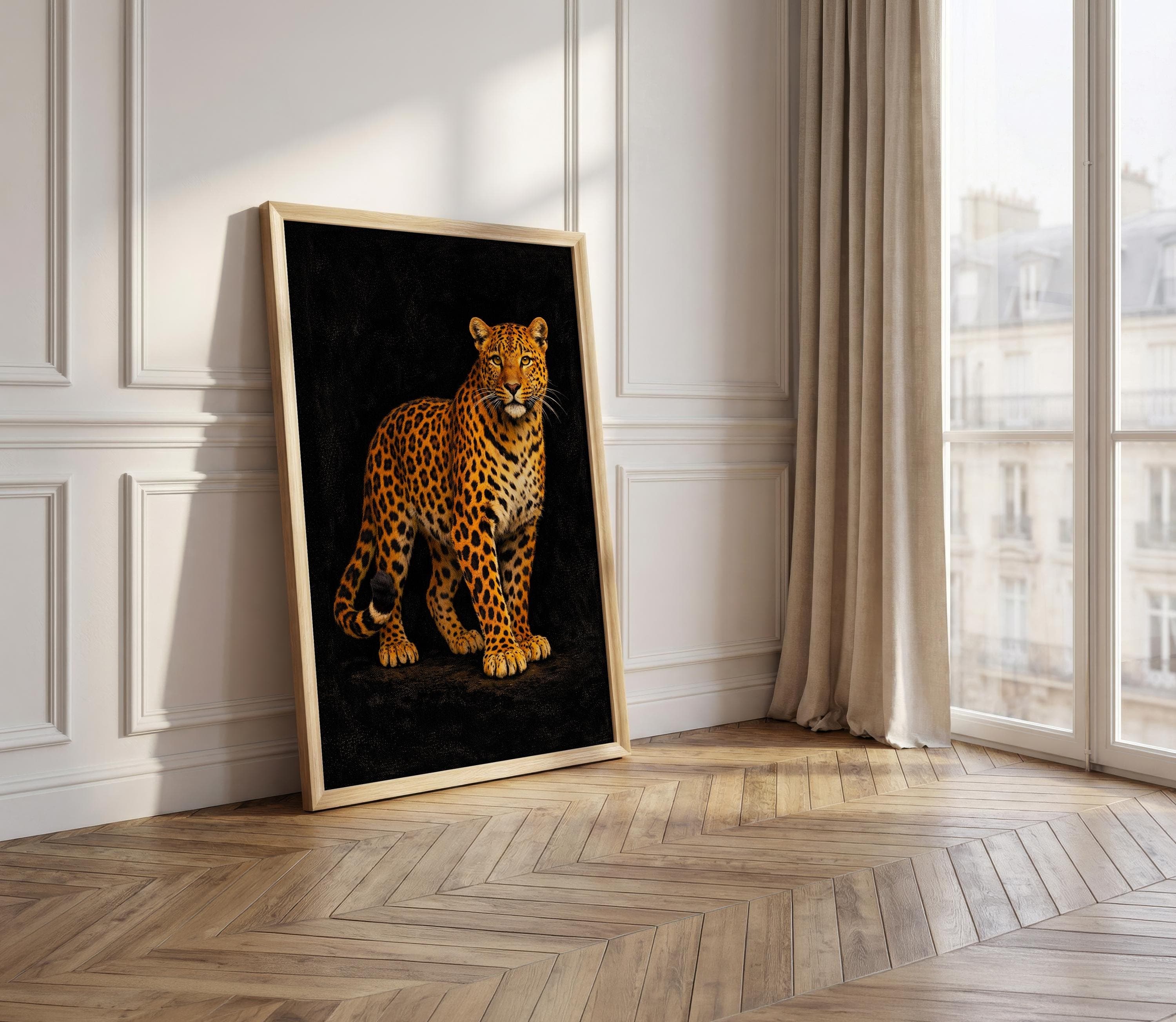 Leopard Wall Art Print, Vintage Animal Poster, Jungle Cat Illustration, Bold Safari Decor, Unframed Wildlife Art - image 3