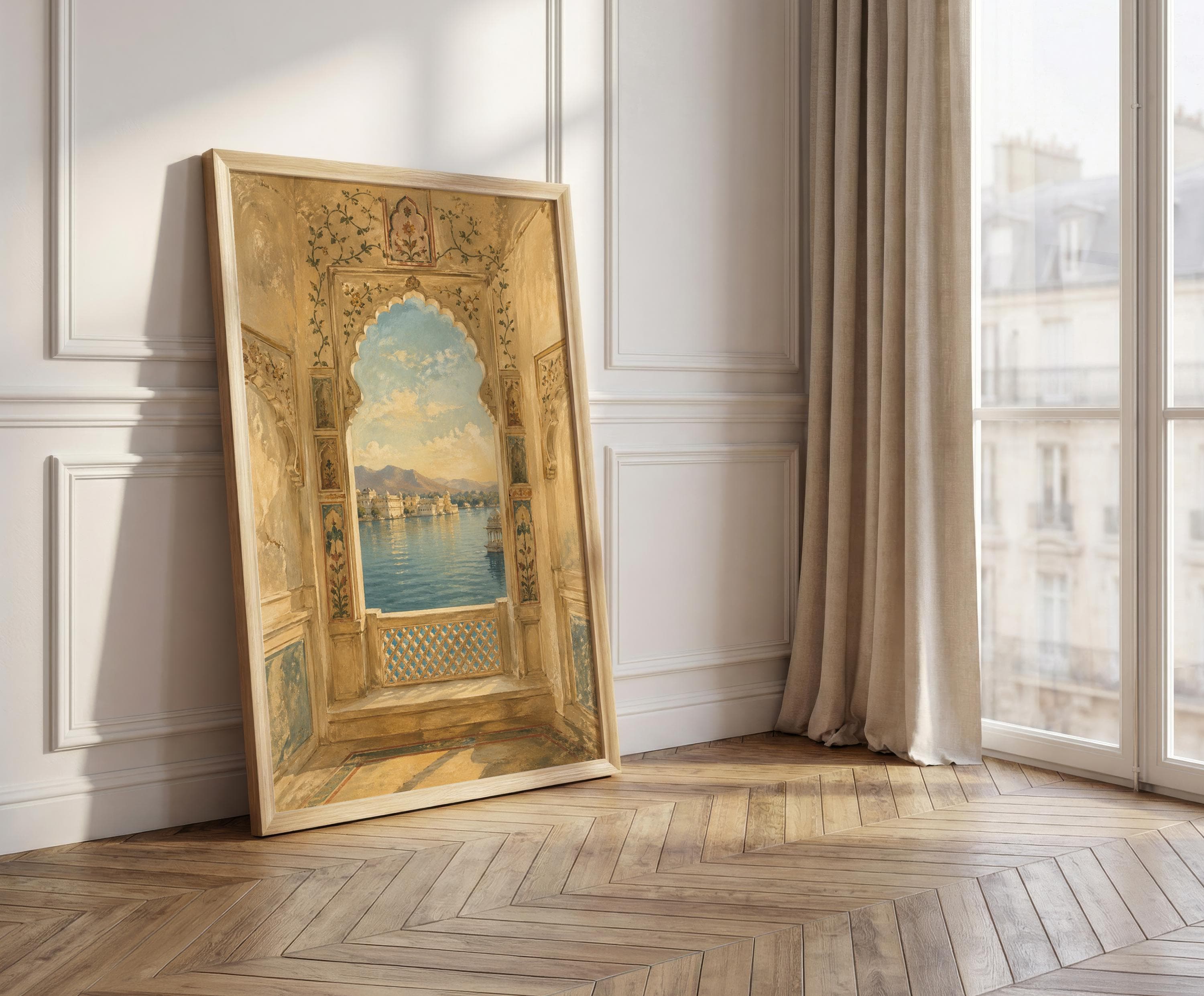 Udaipur Palace Window Print, Rajasthani Lake Palace Wall Art, Lake Pichola India Print, Indian Architecture Poster - image 3