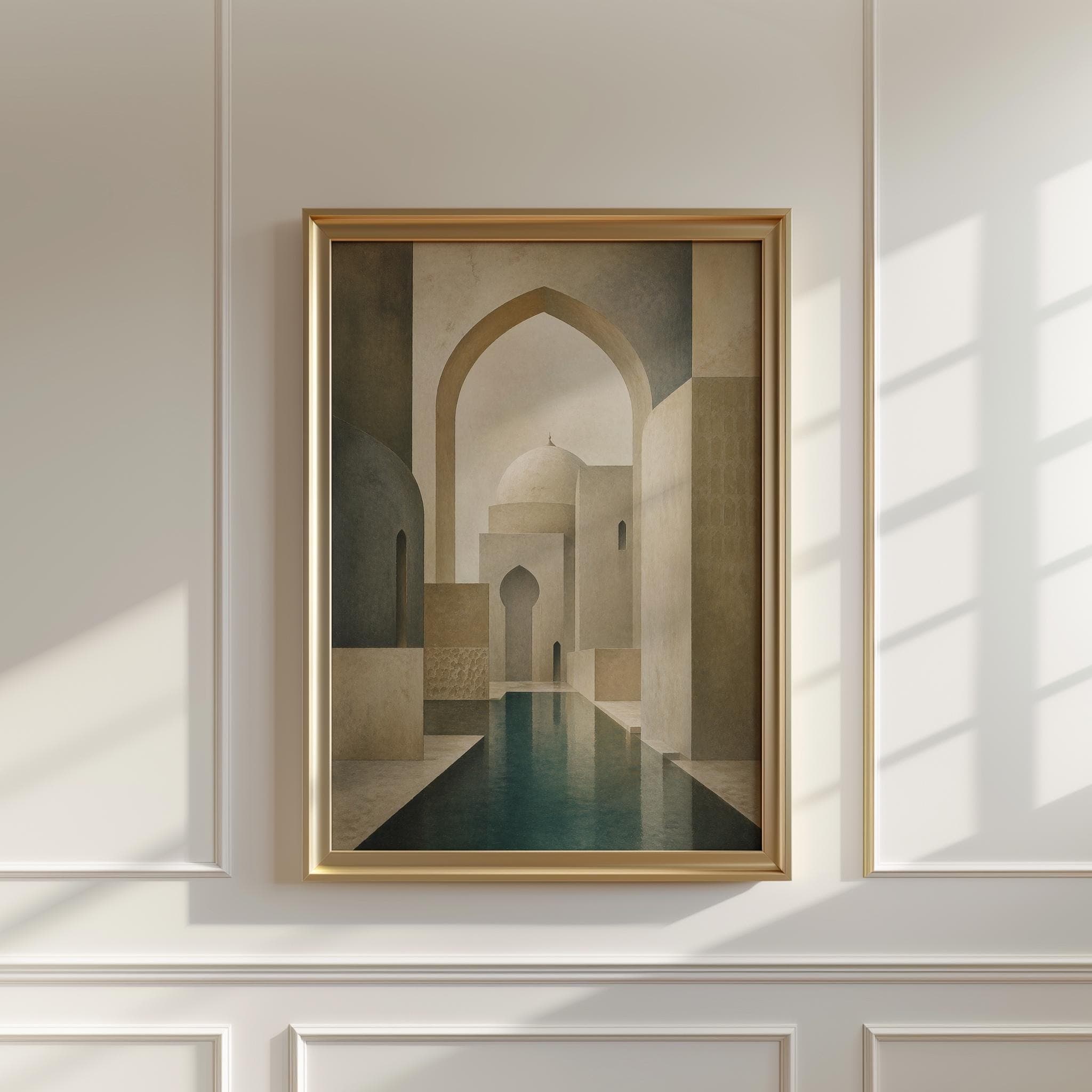 Islamic Abstract Wall Art Print, Neutral Architectural Art, Modern Islamic Decor, Arch and Dome Painting, Spiritual Beige Wall Art - image 4