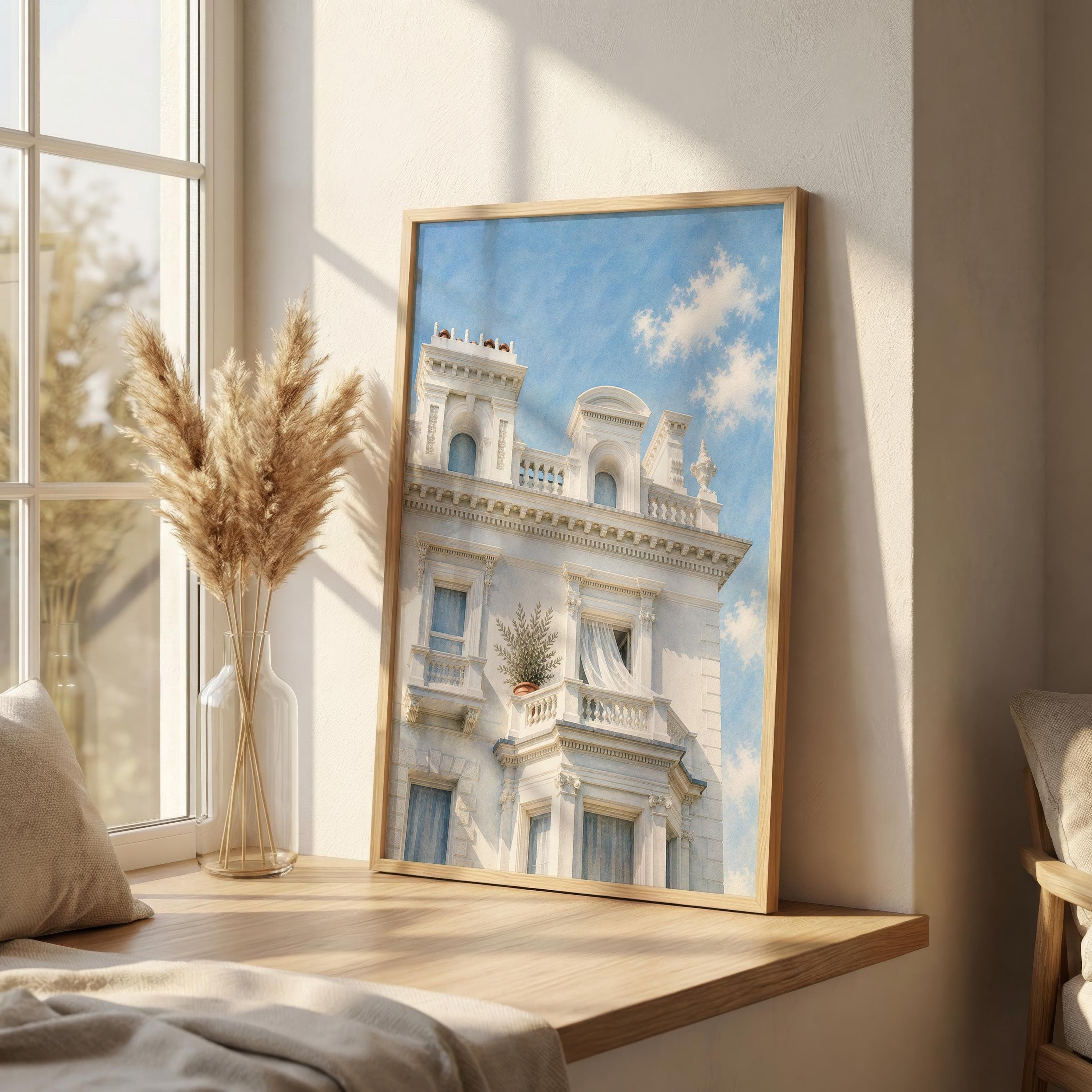 Notting Hill Wall Art Print, London Townhouse Painting Print, White Architecture Poster, Summer European Facade Wall Decor, London Poster - image 4