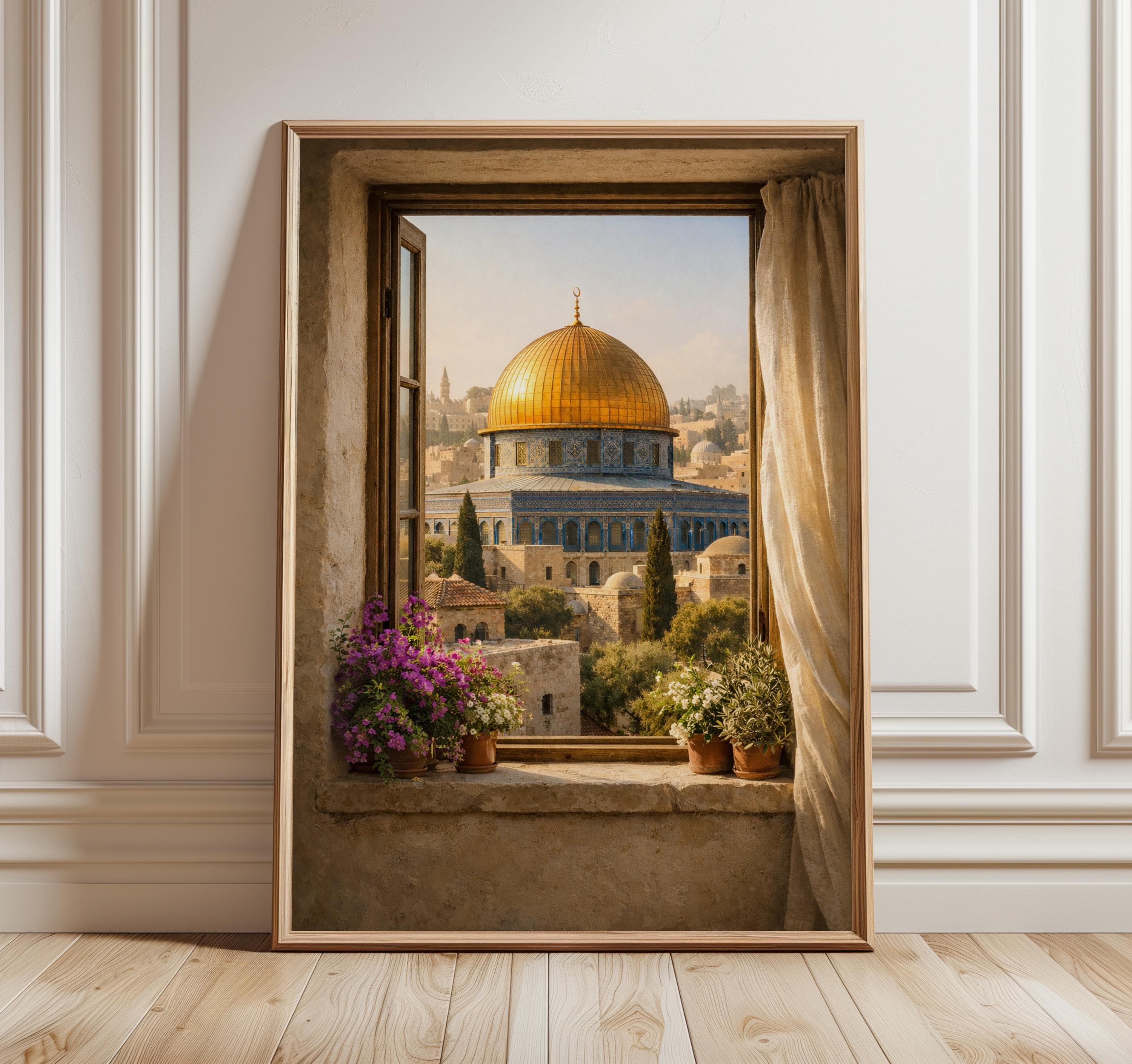 Dome of the Rock Print, Islamic Wall Art, Al Aqsa Art, Muslim Home Decor, Palestine Wall Art, Fine Art Mosque Painting