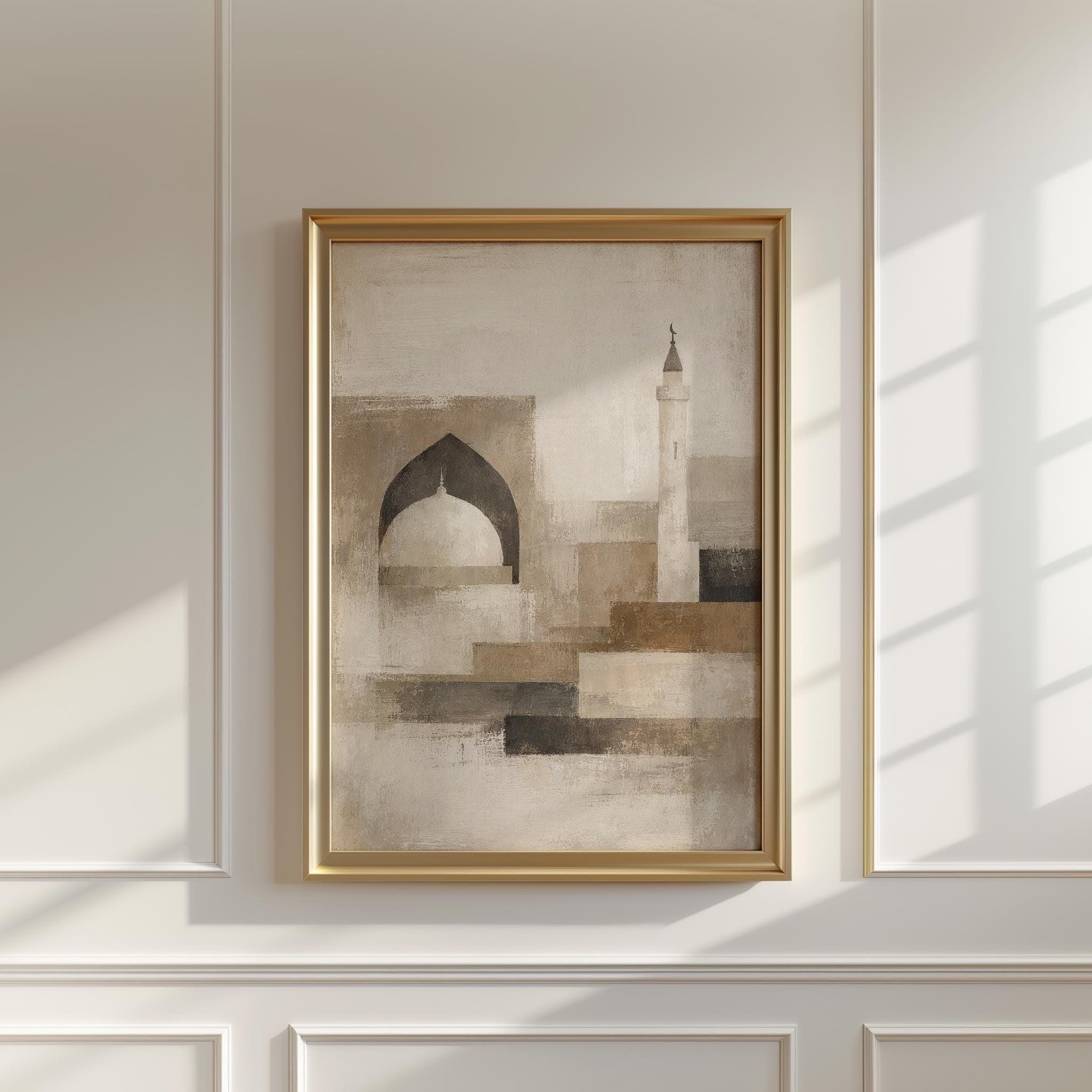 Modern Islamic Wall Art, Abstract Mosque Arch Print, Neutral Beige Islamic Decor, Minimalist Muslim Wall Art - image 4