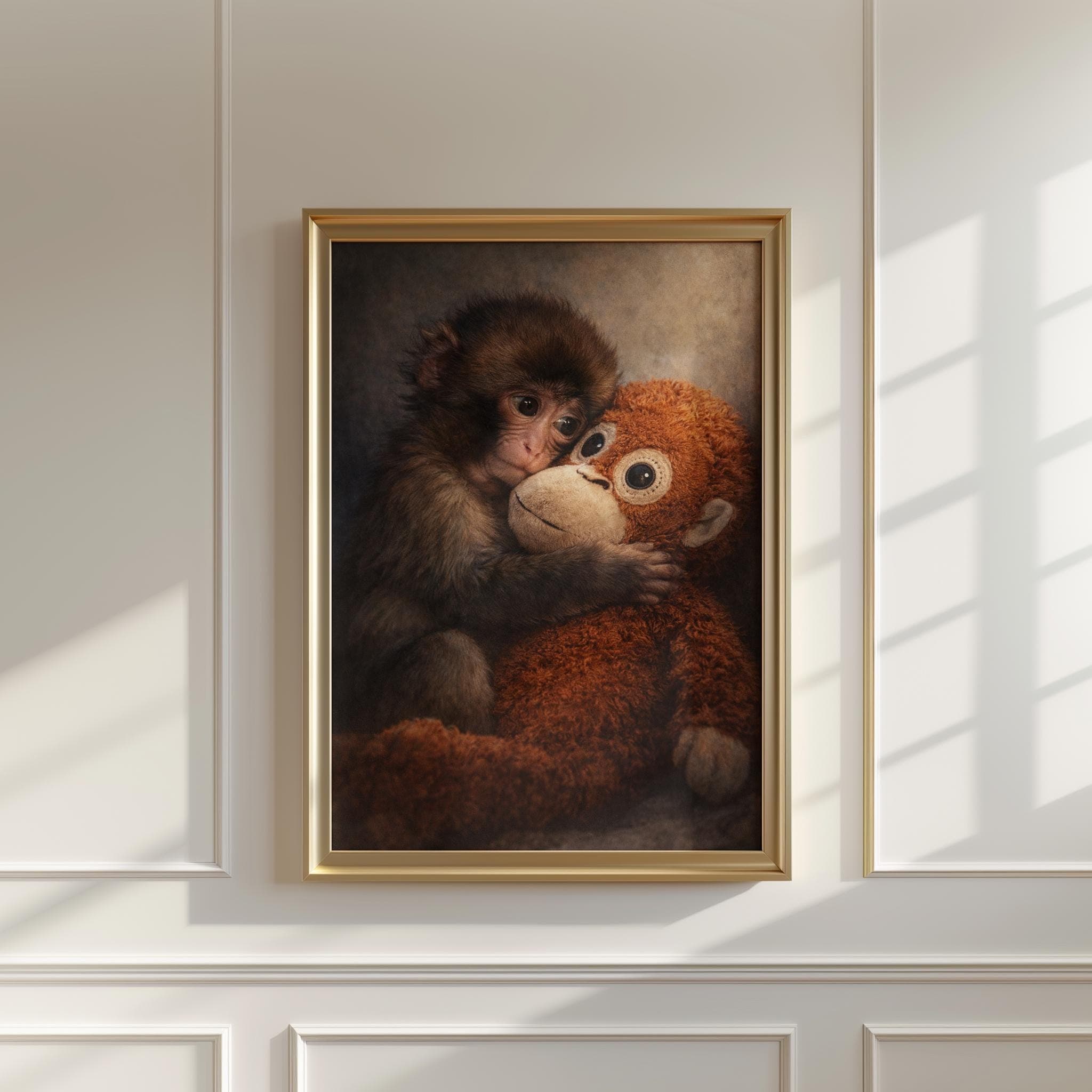 Punch Monkey Wall Art Print, Cute Baby Monkey Poster, Viral Monkey Illustration, Nursery Animal Decor, Cozy Kids Room Artwork - image 4