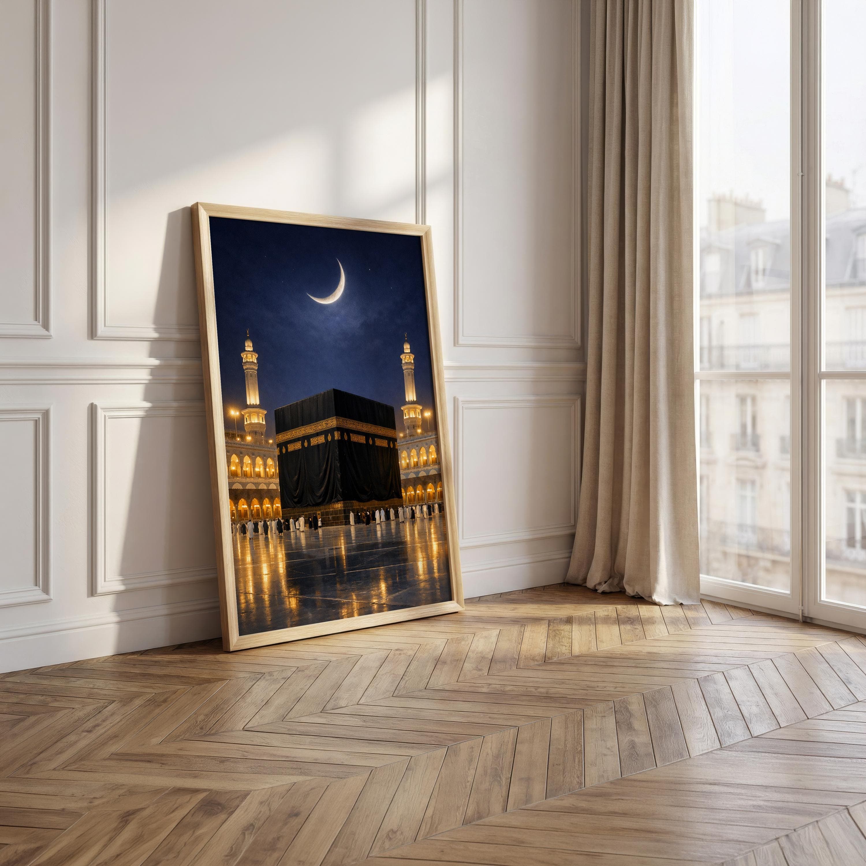 Kaaba Wall Art, Islamic Mecca Print, Crescent Moon Mosque Poster, Ramadan Decor, Eid Islamic Home Artwork - image 3