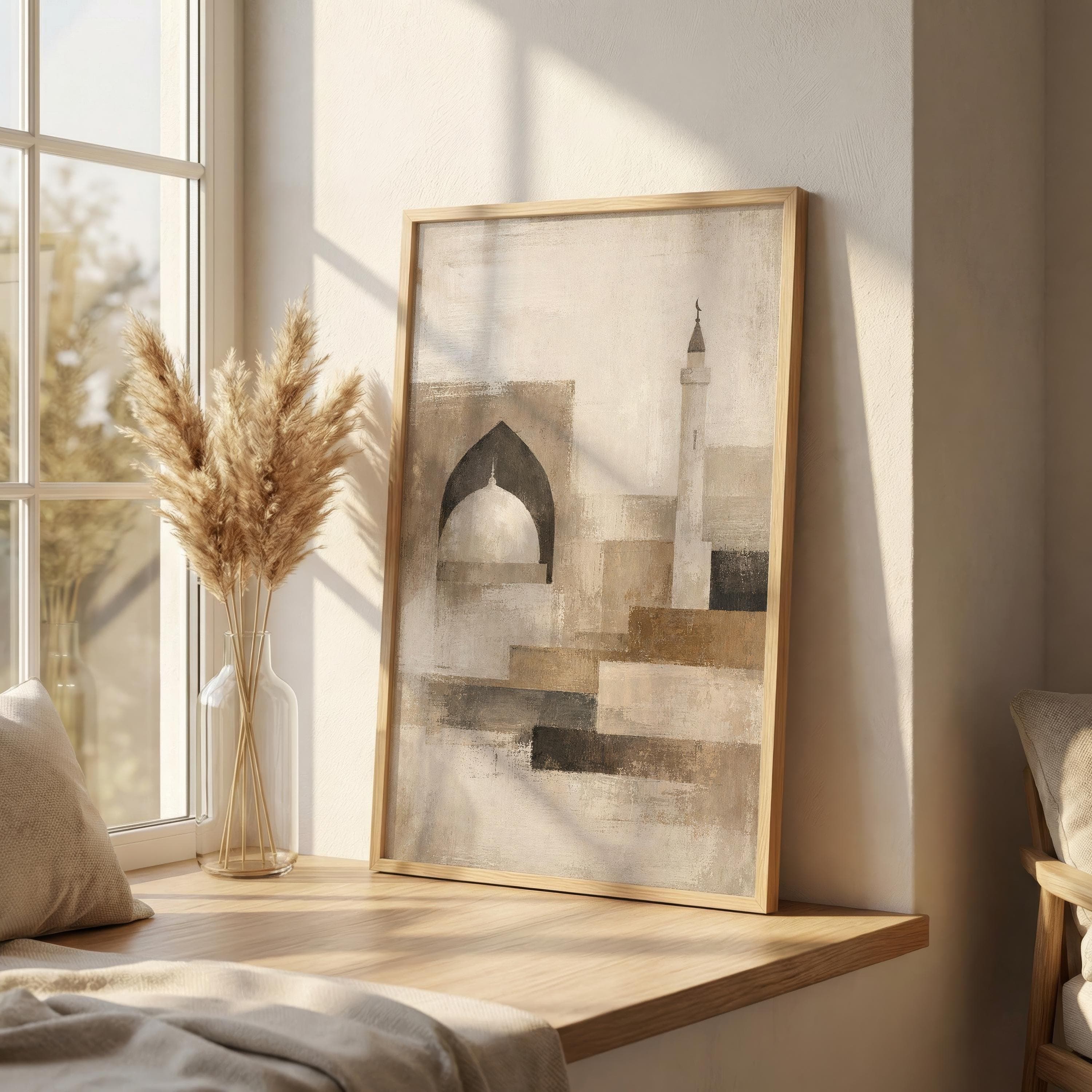 Modern Islamic Wall Art, Abstract Mosque Arch Print, Neutral Beige Islamic Decor, Minimalist Muslim Wall Art - image 5