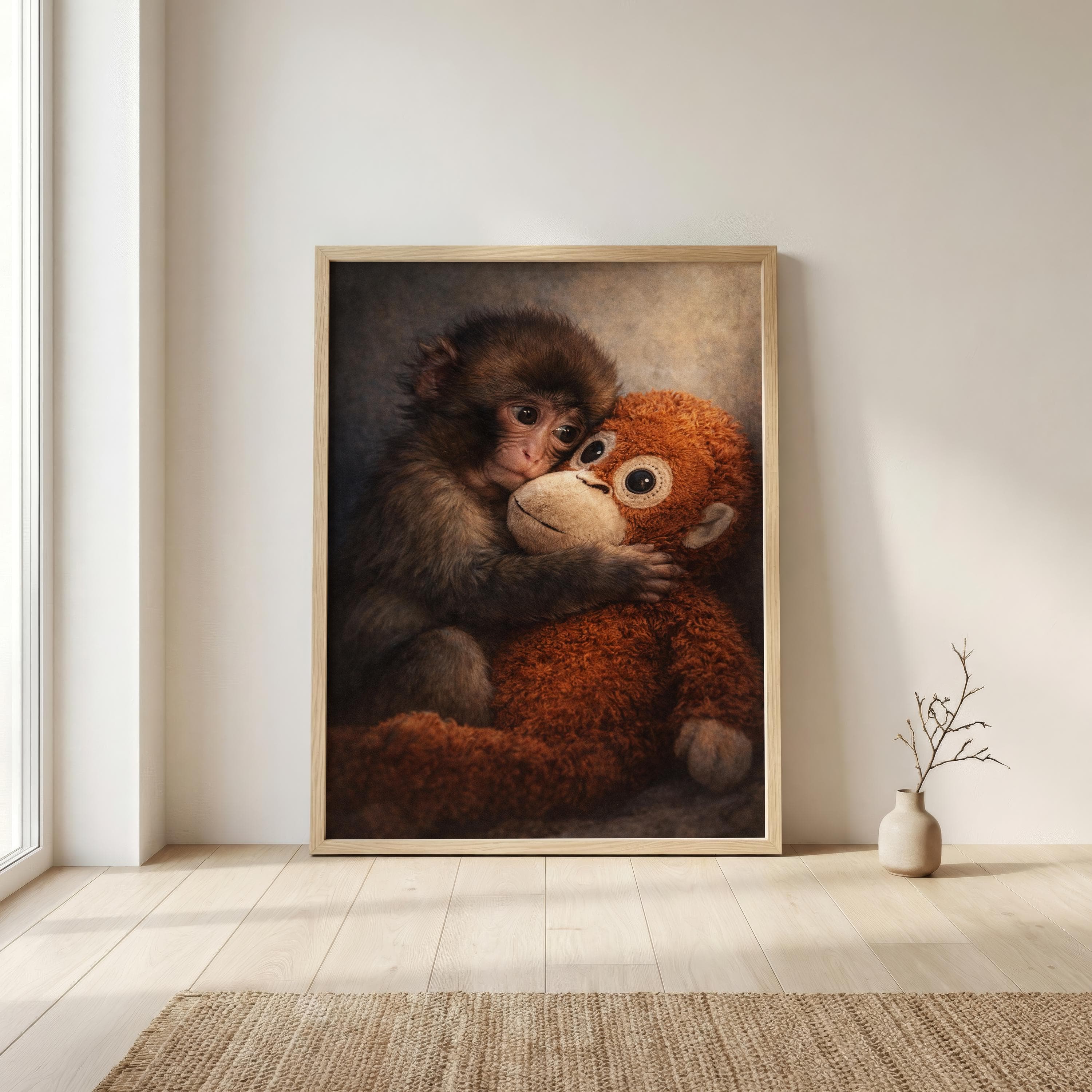 Punch Monkey Wall Art Print, Cute Baby Monkey Poster, Viral Monkey Illustration, Nursery Animal Decor, Cozy Kids Room Artwork - image 5