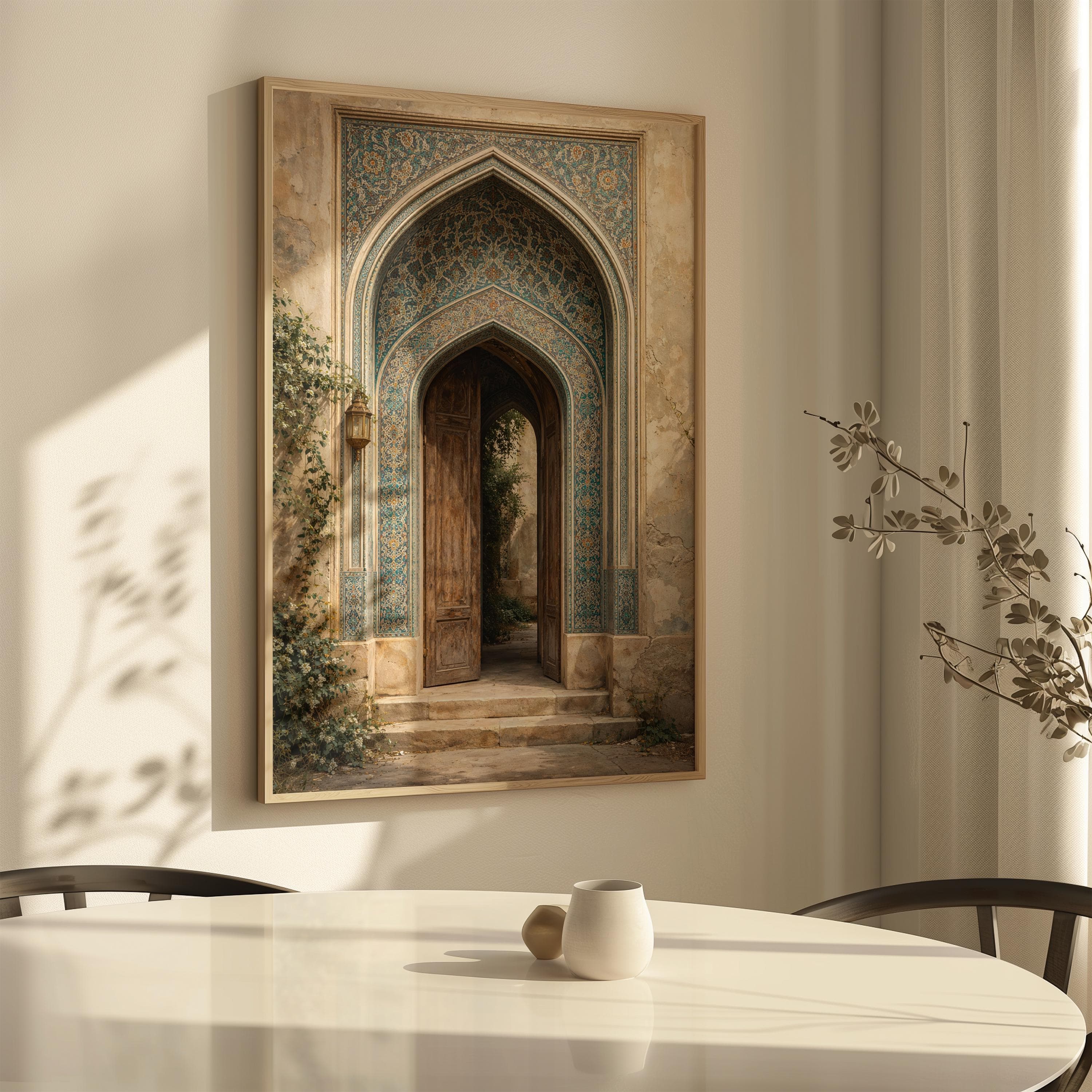 Persian Arch Doorway Wall Art Print, Islamic Tile Architecture, Ornate Iranian Entrance, Blue Mosaic Arch Decor, Persian Door Art - image 5