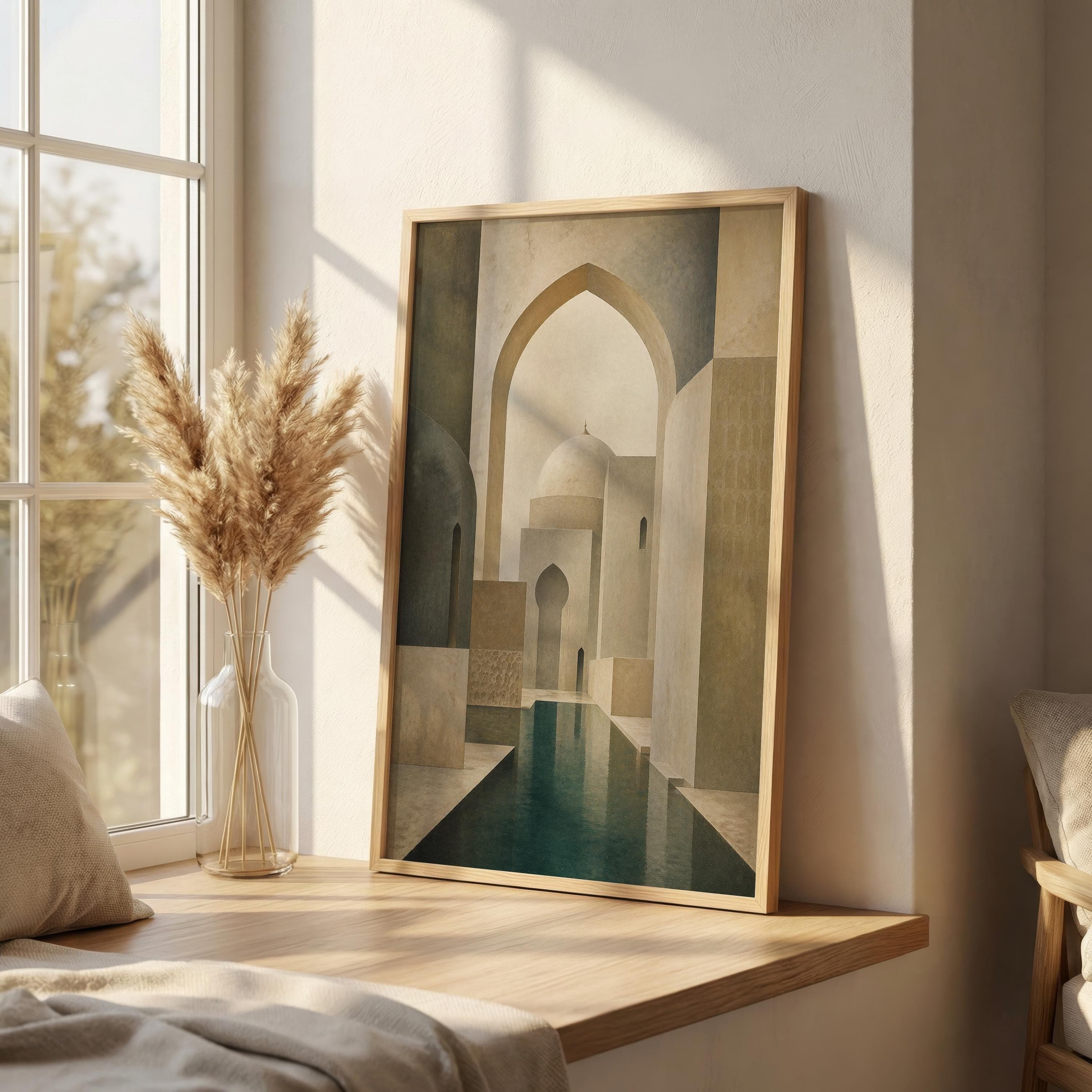 Islamic Abstract Wall Art Print, Neutral Architectural Art, Modern Islamic Decor, Arch and Dome Painting, Spiritual Beige Wall Art - image 5
