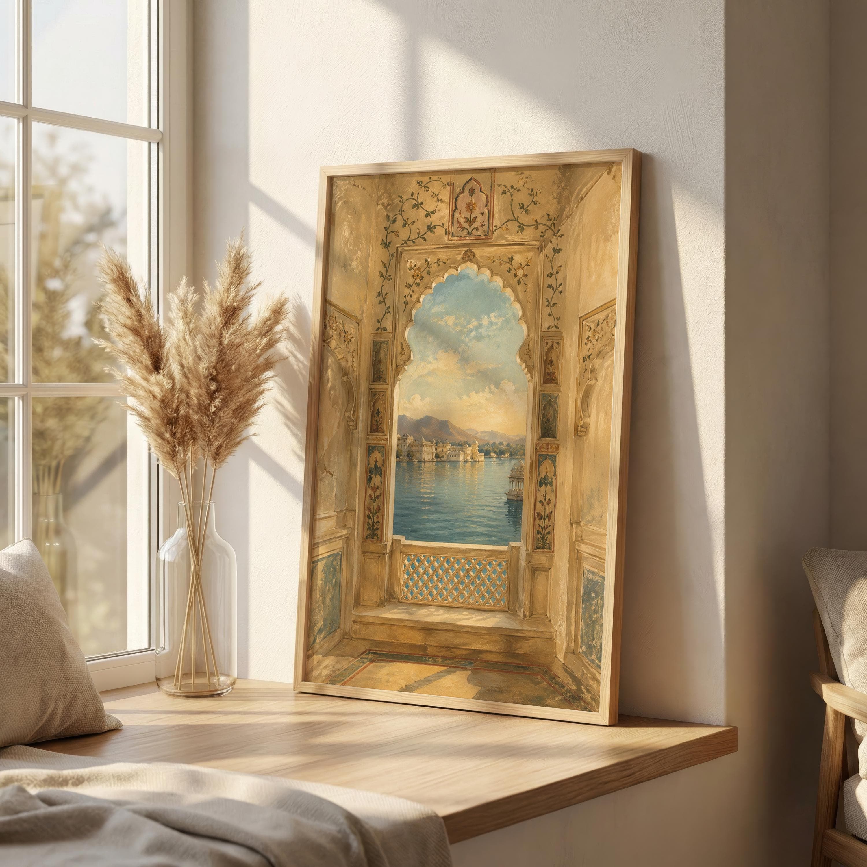 Udaipur Palace Window Print, Rajasthani Lake Palace Wall Art, Lake Pichola India Print, Indian Architecture Poster - image 5