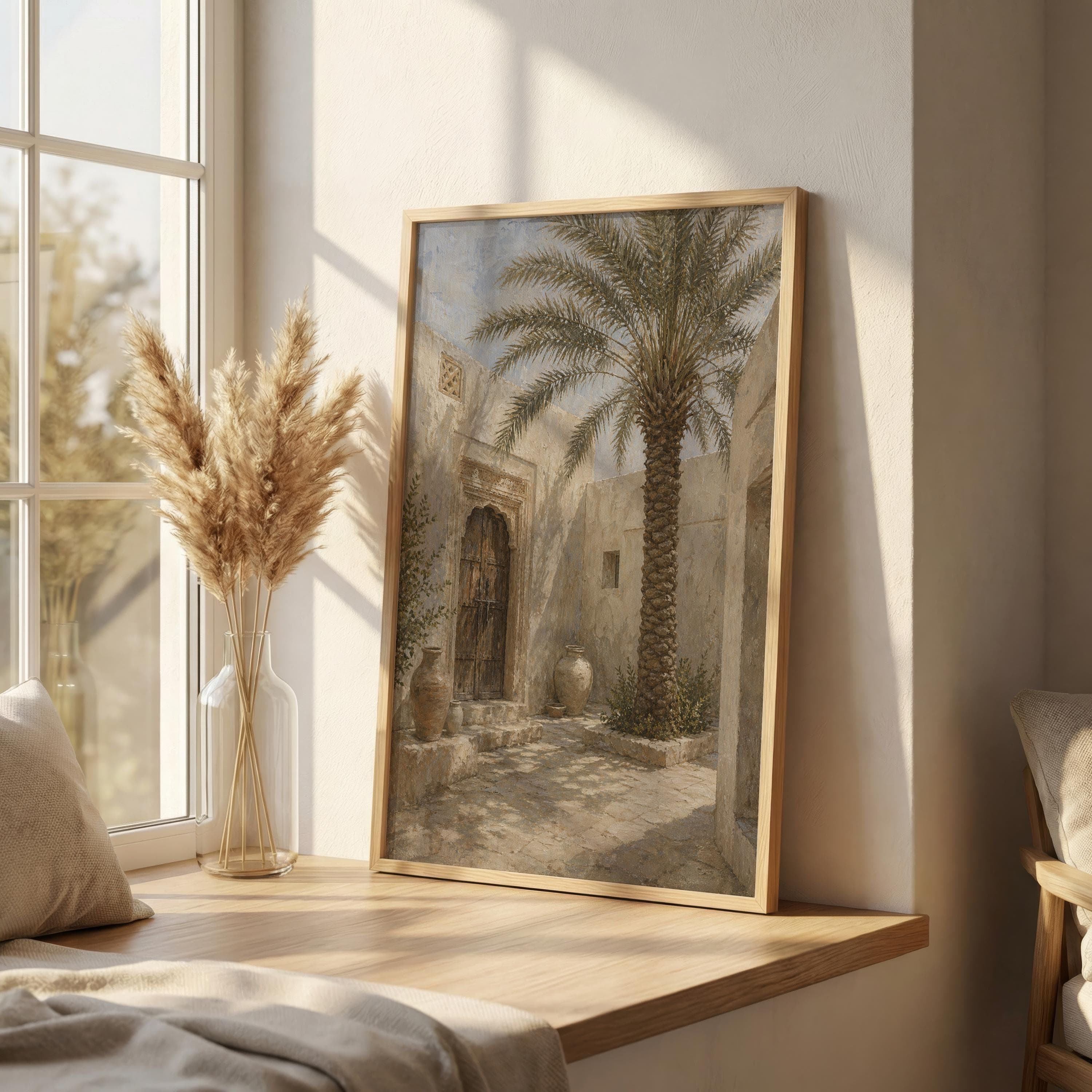 Omani Courtyard Print, Date Palm Wall Art, Middle Eastern Architecture Art, Neutral Desert Fine Art, Muscat Style Decor - image 5
