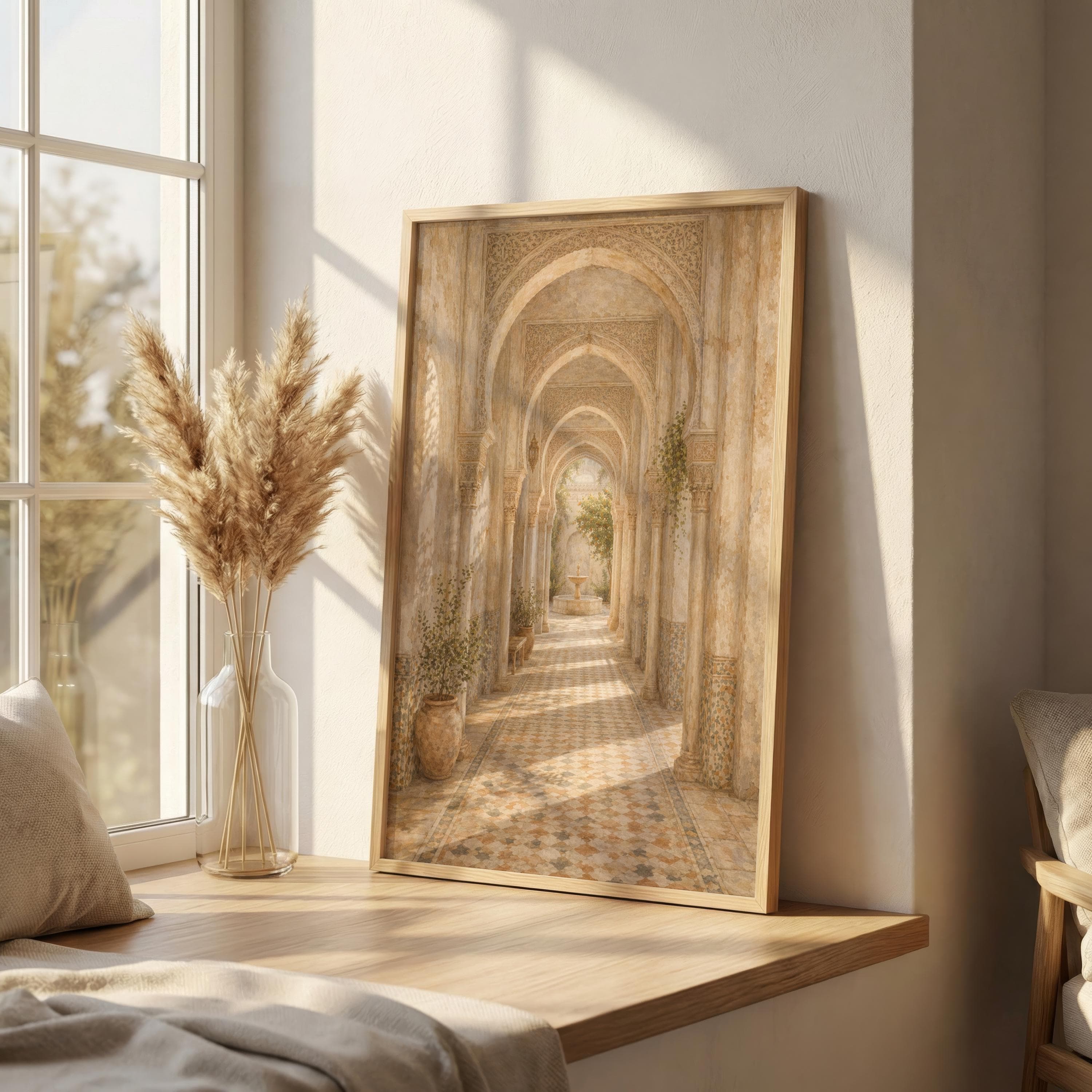 Andalusian Moorish Arch Hallway Wall Art Print, Alhambra Corridor Poster, Islamic Architecture Decor, Spanish Palace Interior Art - image 5