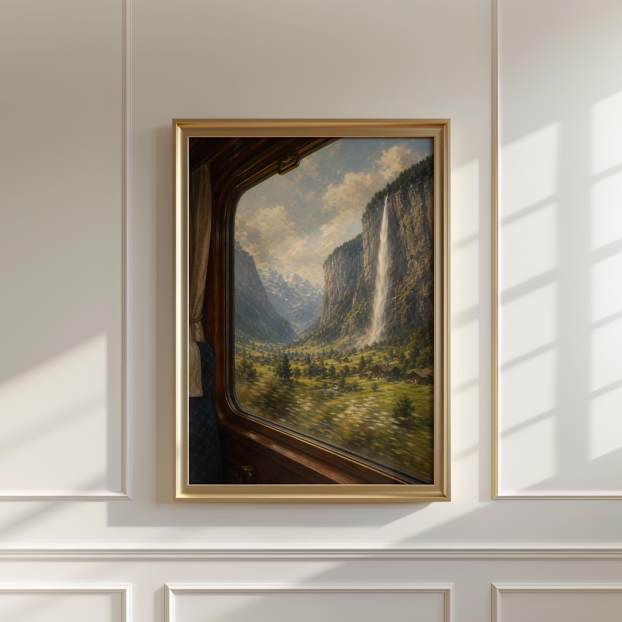 Lauterbrunnen Valley Train Window Print, Switzerland Wall Art, Swiss Alps Landscape, Alpine Travel Fine Art, Waterfall Mountain Poster - image 4