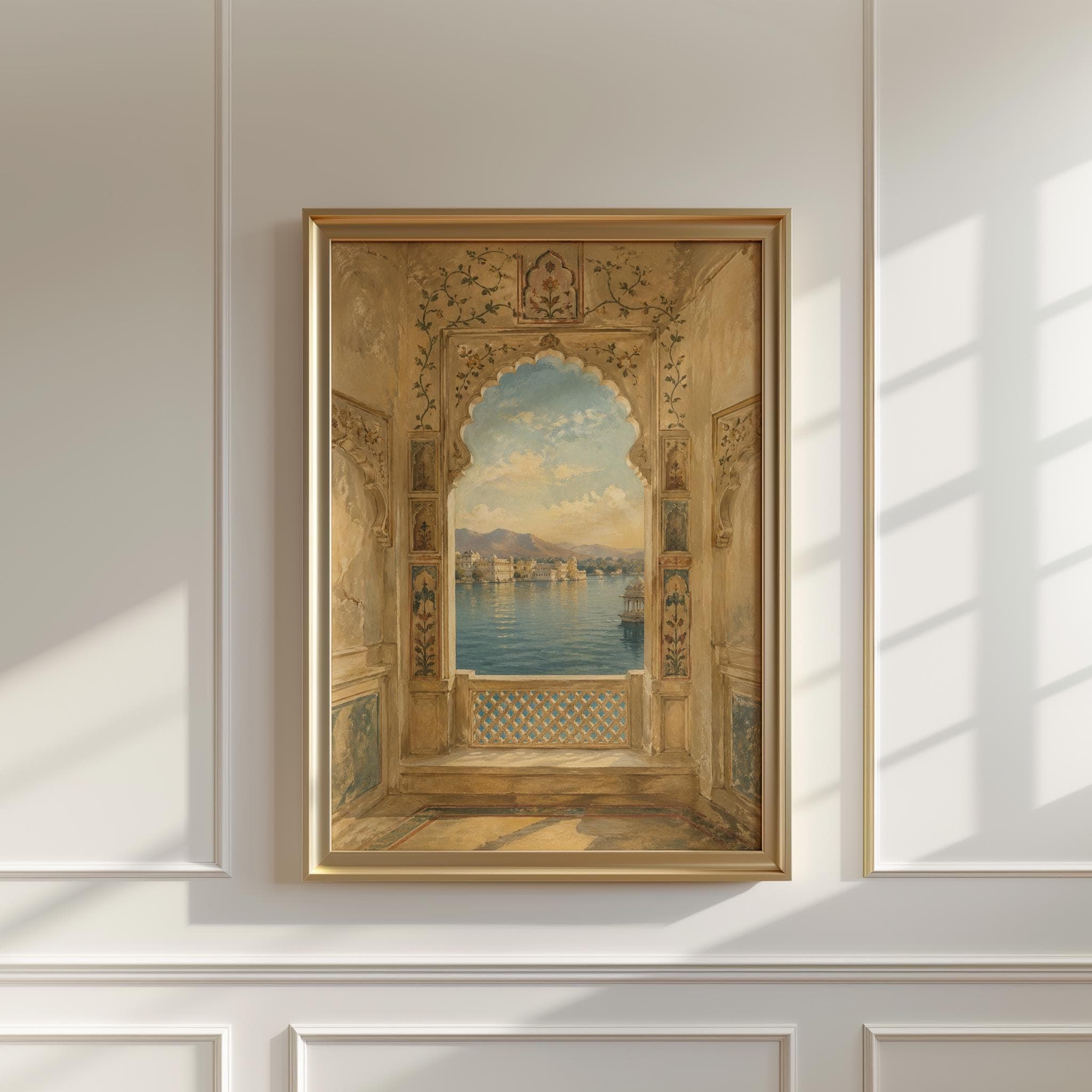 Udaipur Palace Window Print, Rajasthani Lake Palace Wall Art, Lake Pichola India Print, Indian Architecture Poster - image 4