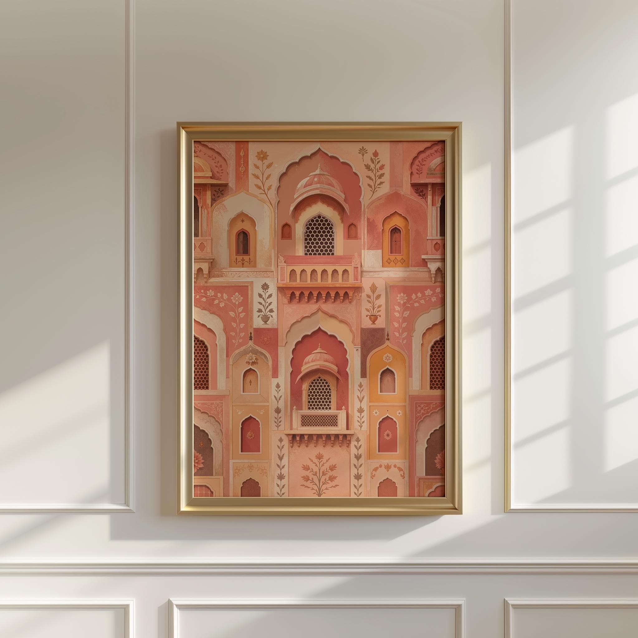 Mughal Palace Wall Art, Pink Jaipur Architecture Print, Indian Arch Poster, Haveli Decor, Heritage Wall Artwork - image 4