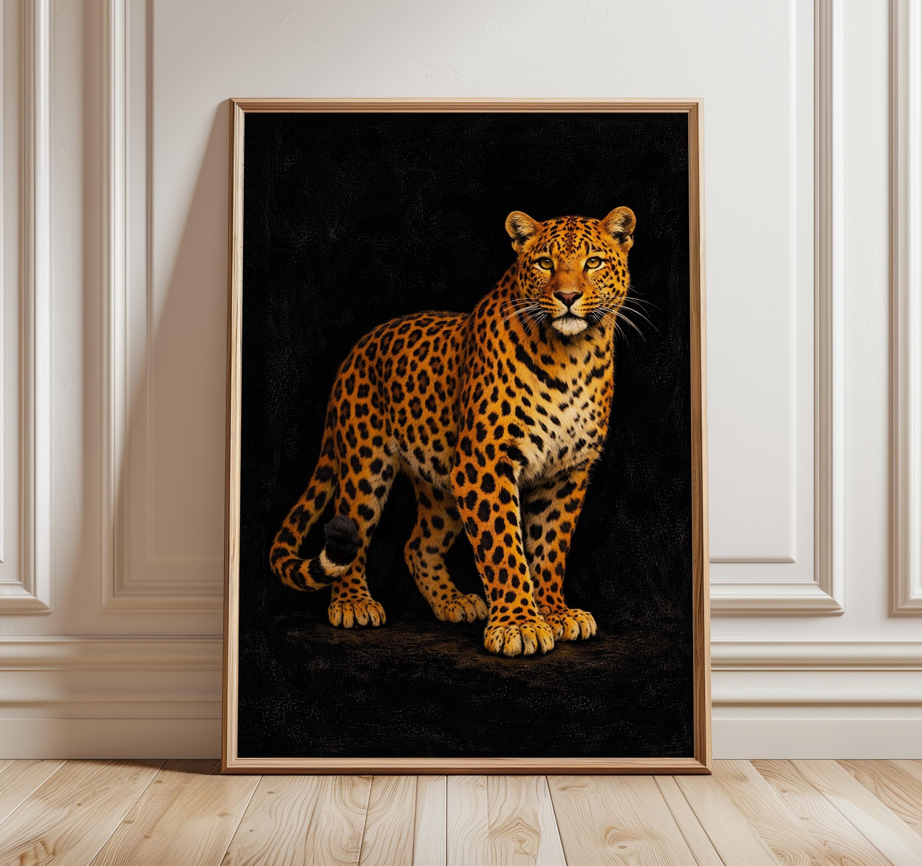 Leopard Wall Art Print, Vintage Animal Poster, Jungle Cat Illustration, Bold Safari Decor, Unframed Wildlife Art