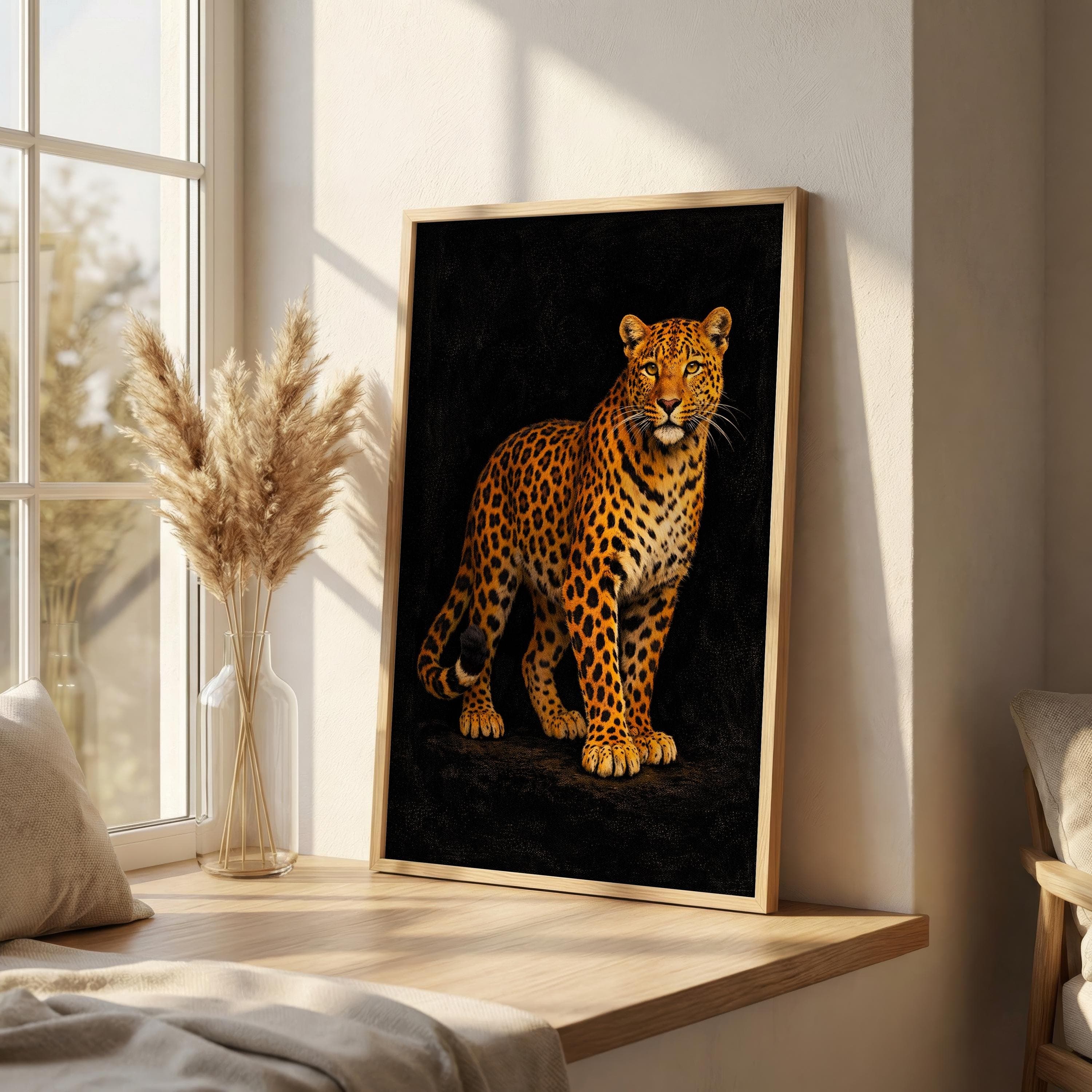 Leopard Wall Art Print, Vintage Animal Poster, Jungle Cat Illustration, Bold Safari Decor, Unframed Wildlife Art - image 5