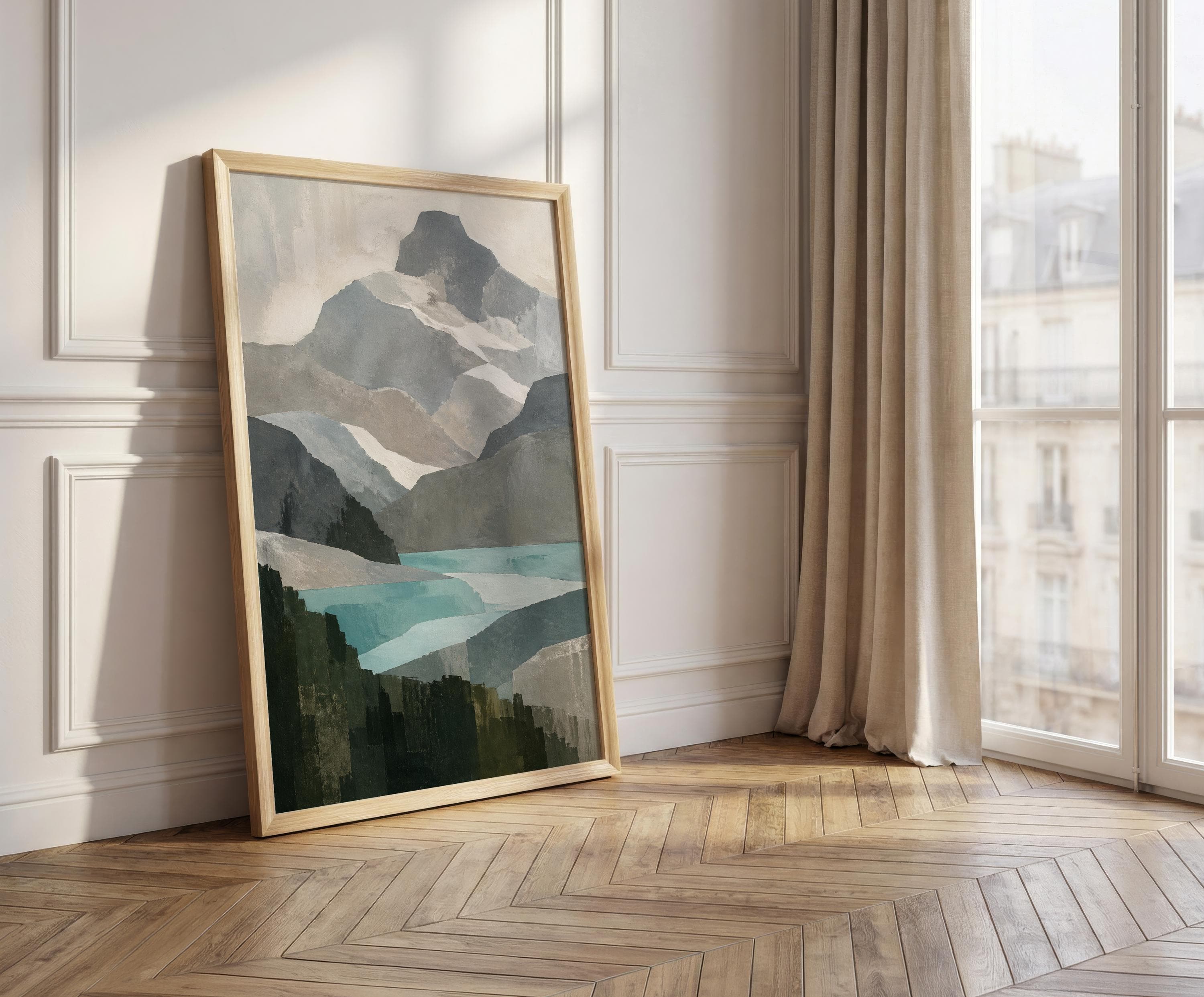 Lake Sorapis Abstract Wall Art, Dolomites Mountain Print, Neutral Alpine Landscape, Modern Italian Decor - image 3