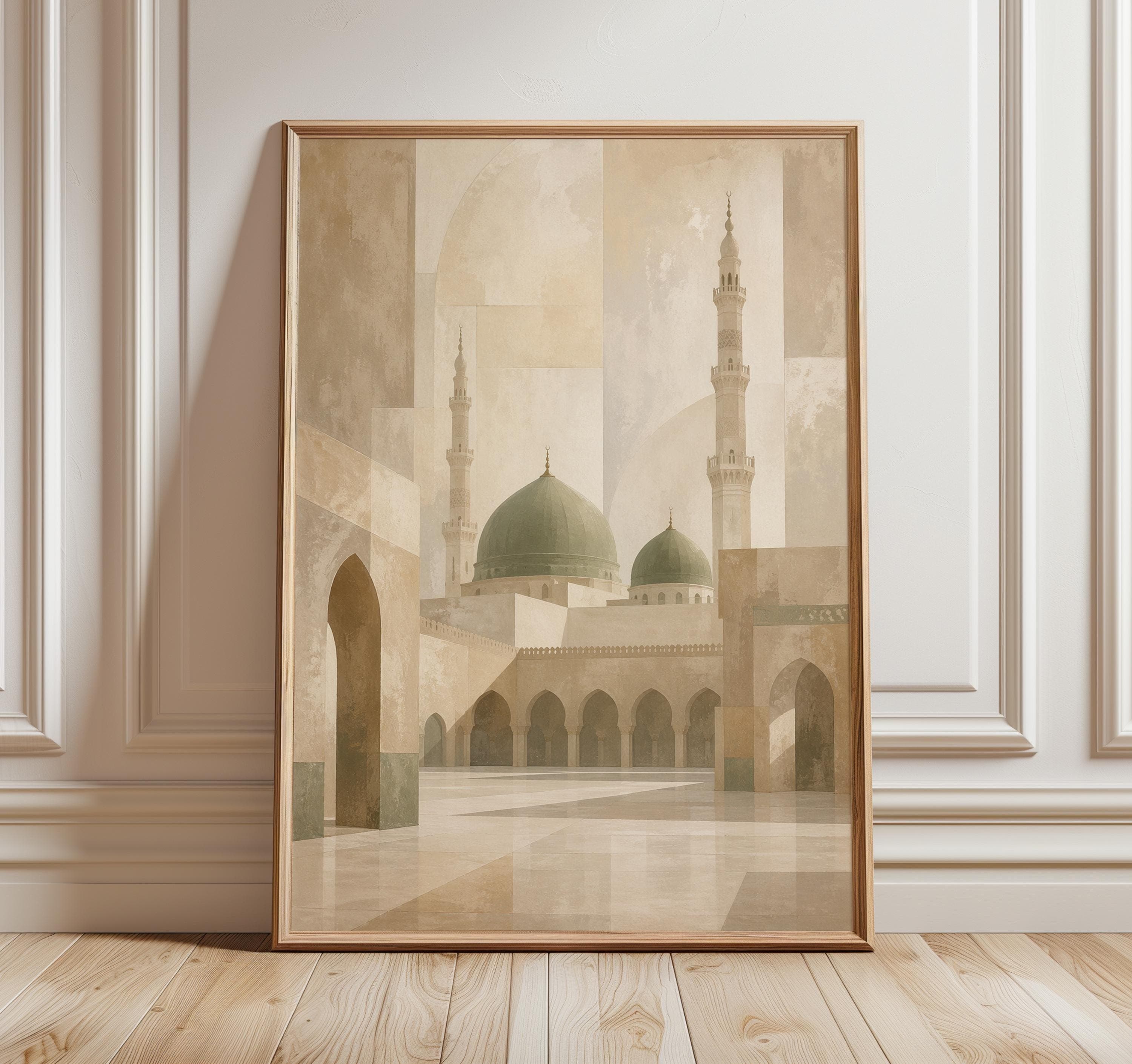 Abstract Medina Wall Art Print, Islamic Architecture Print, Neutral Mosque Dome Art, Minaret Wall Decor, Modern Islamic Decor
