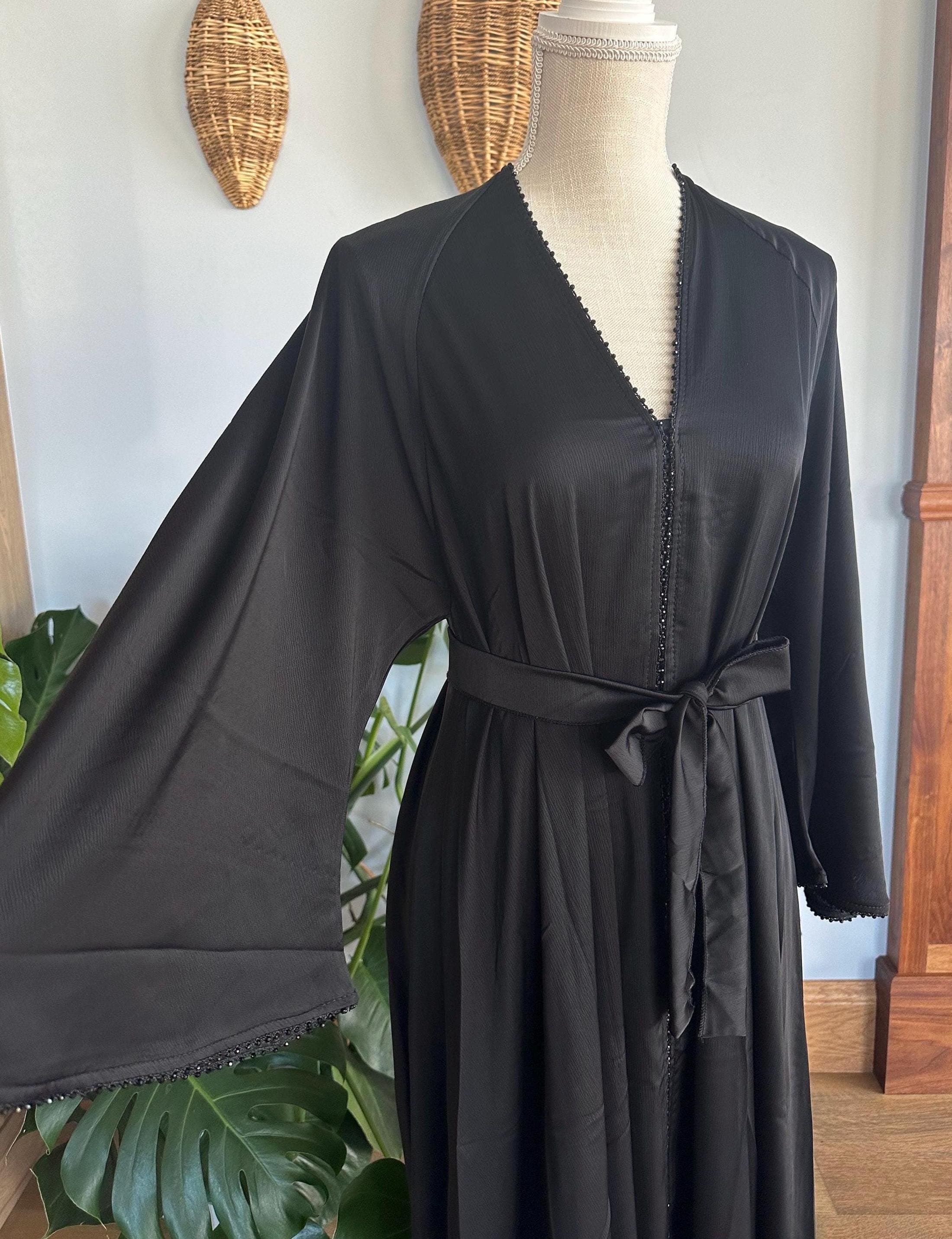 Black Elegant Abaya with Matching Belt & Headscarf