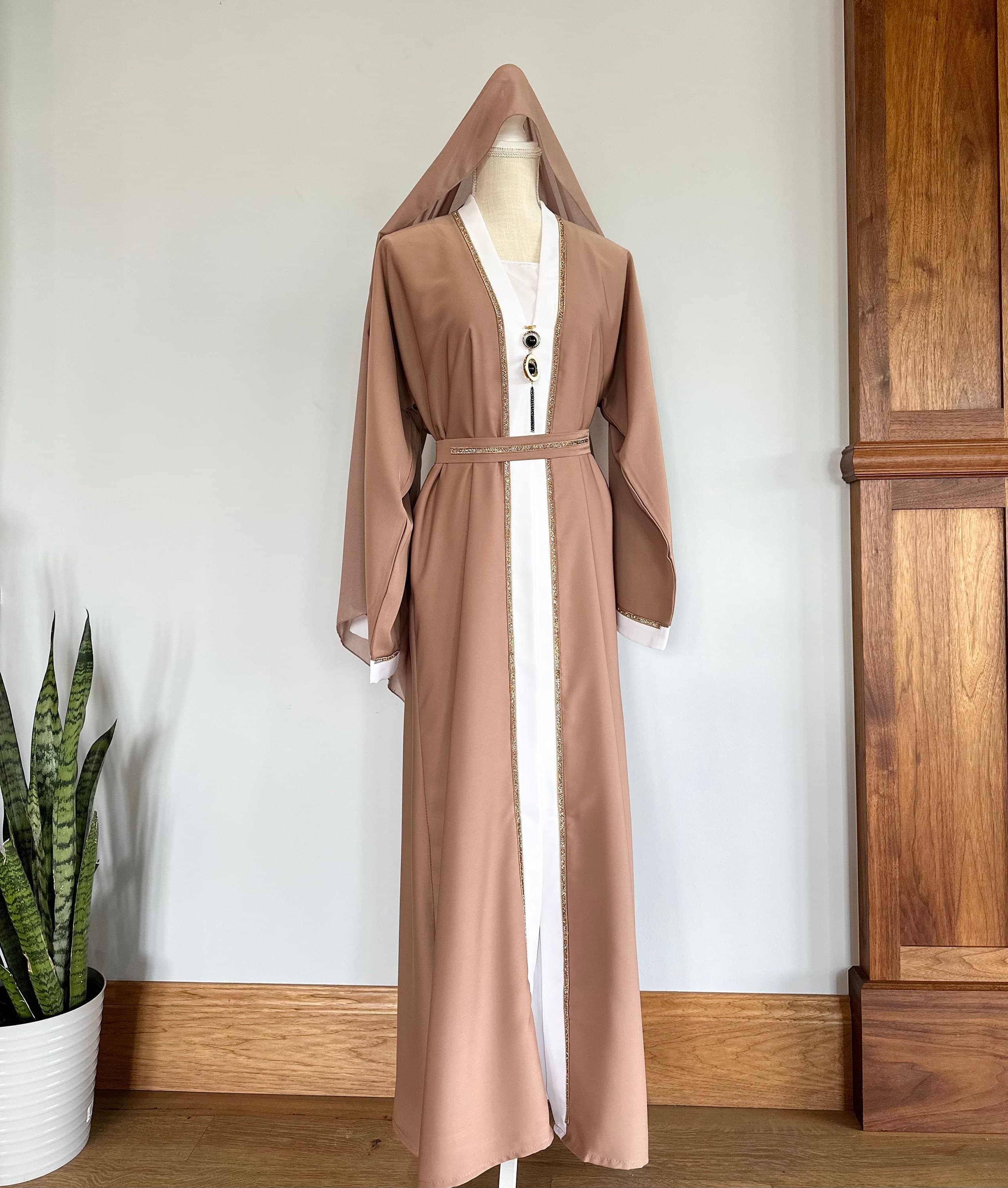 Light Brown Modest Dubai Abaya