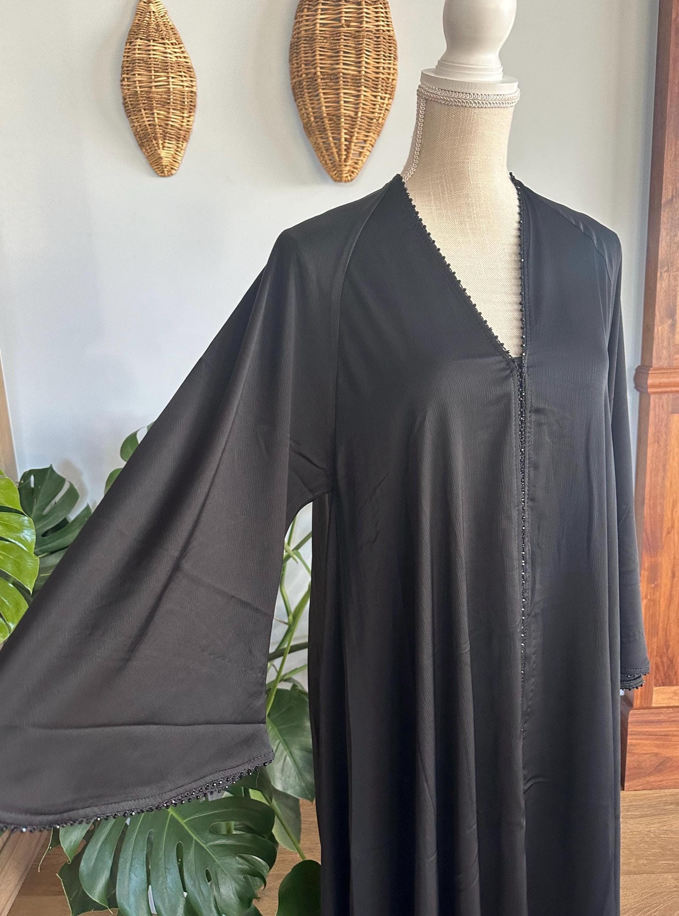 Black Elegant Abaya with Matching Belt & Headscarf - image 4