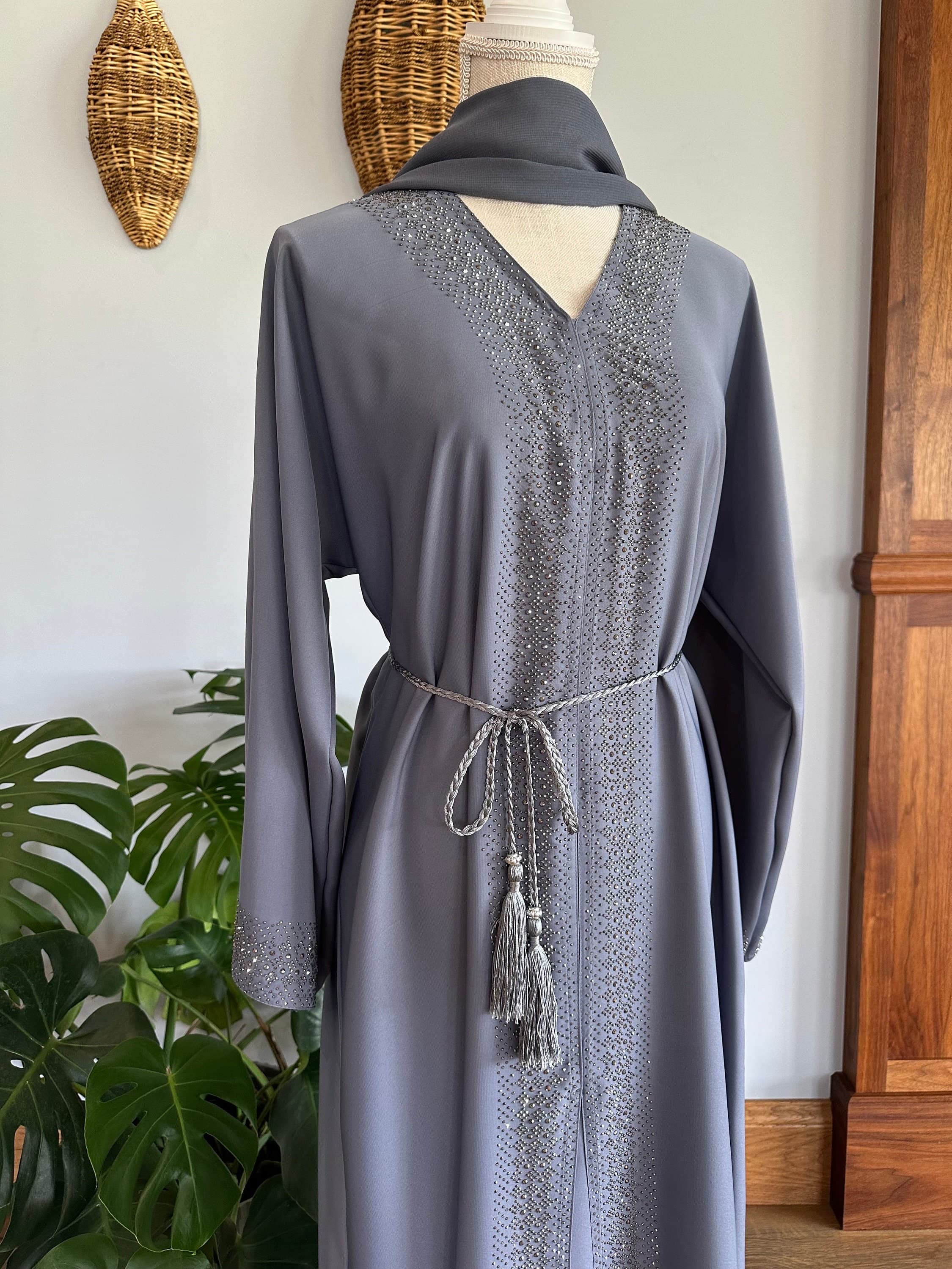 Steel Blue Modest Dubai Abaya, Women's Abaya