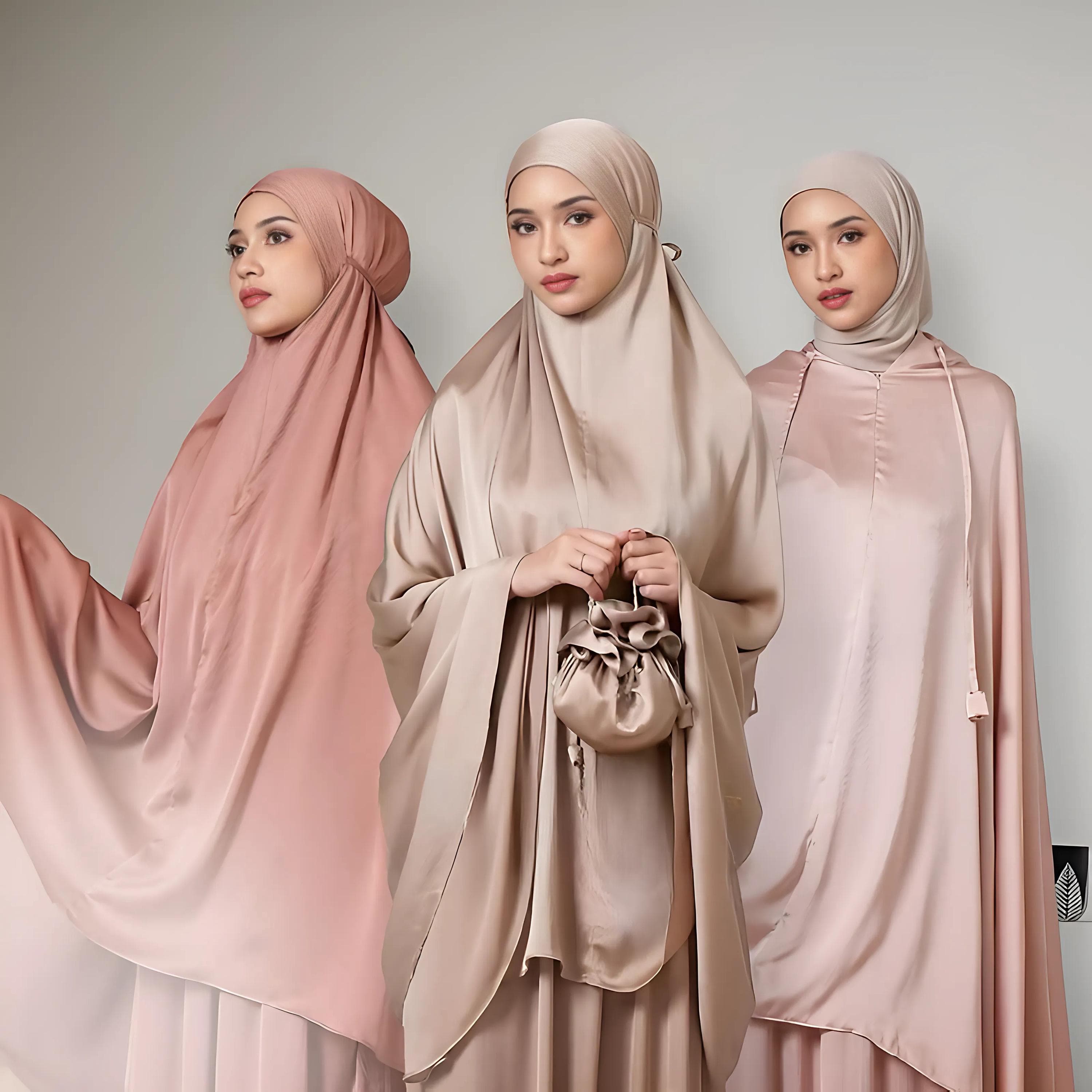 Luxury Semi-Silk Textured Prayer Set: 2in1 Muslim Mukena, Eid Gift